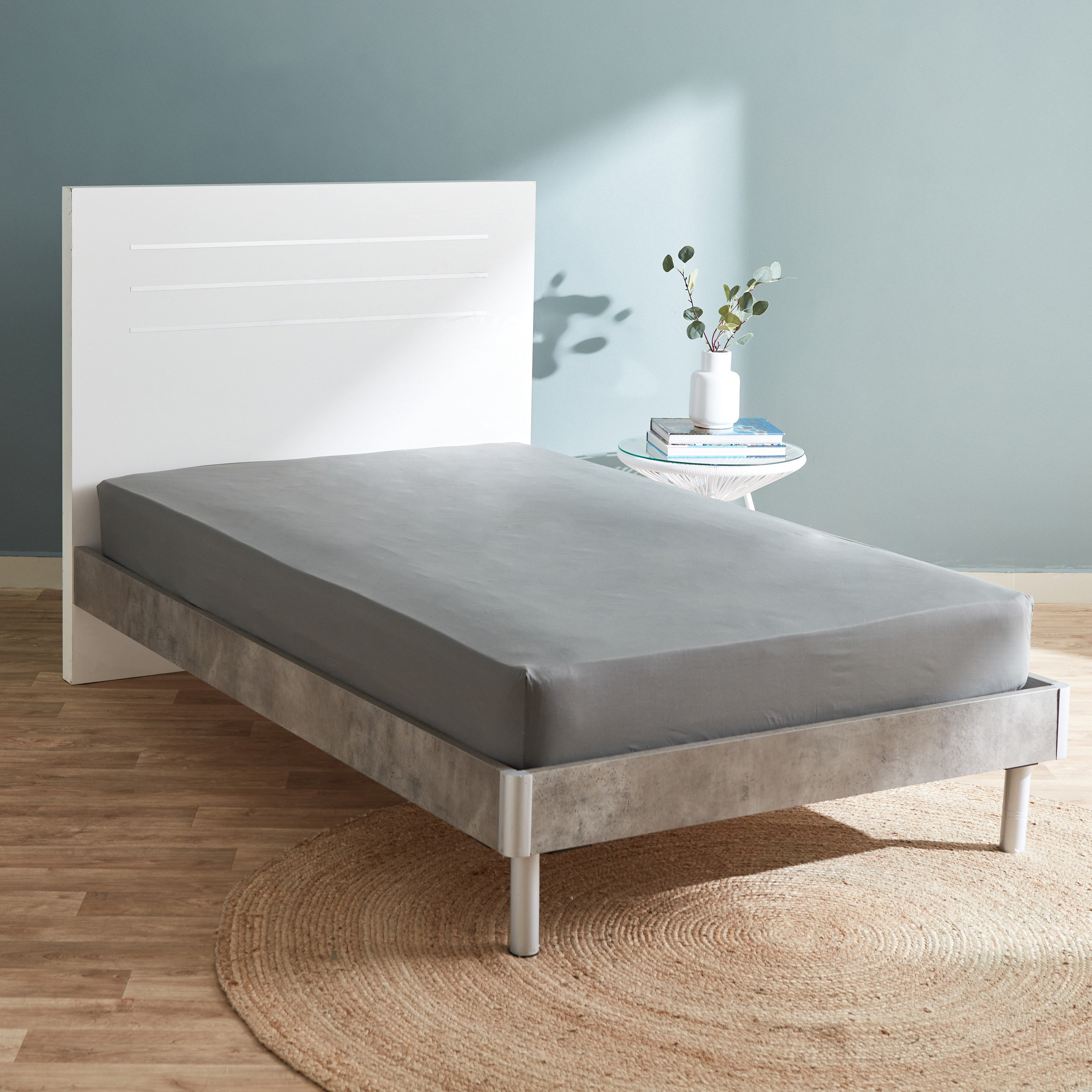 شرشف مطّاطي مزدوج قطن من إسينشيال - 120x200+25 سم-hbxhomeware-hbxbedroom-image-1