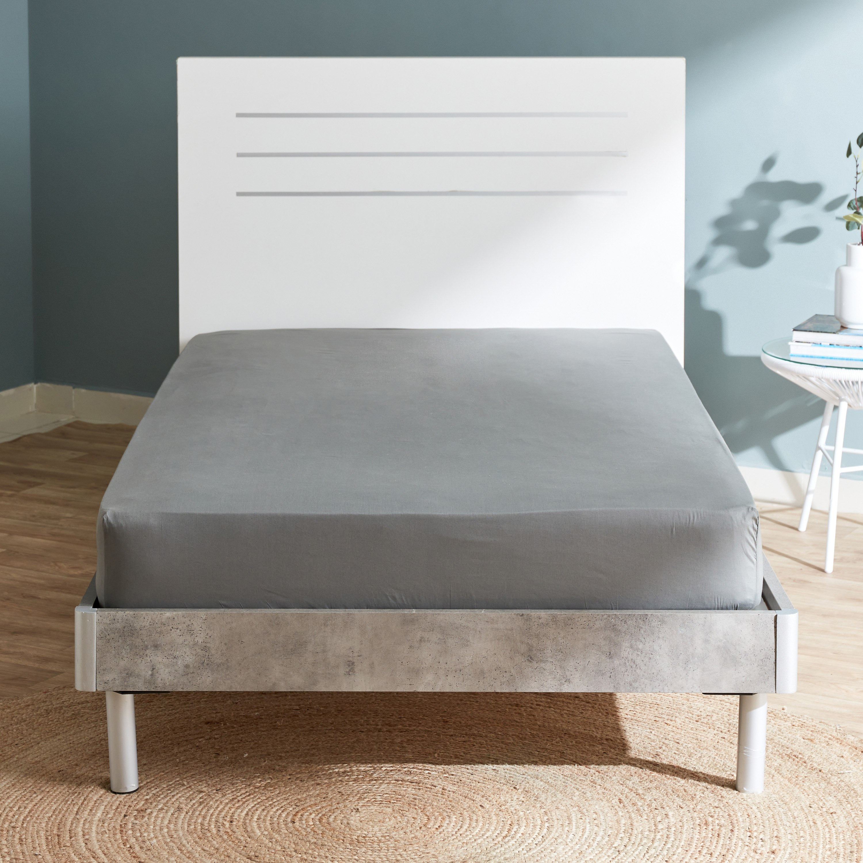 شرشف مطّاطي مزدوج قطن من إسينشيال - 120x200+25 سم-hbxhomeware-hbxbedroom-image-2