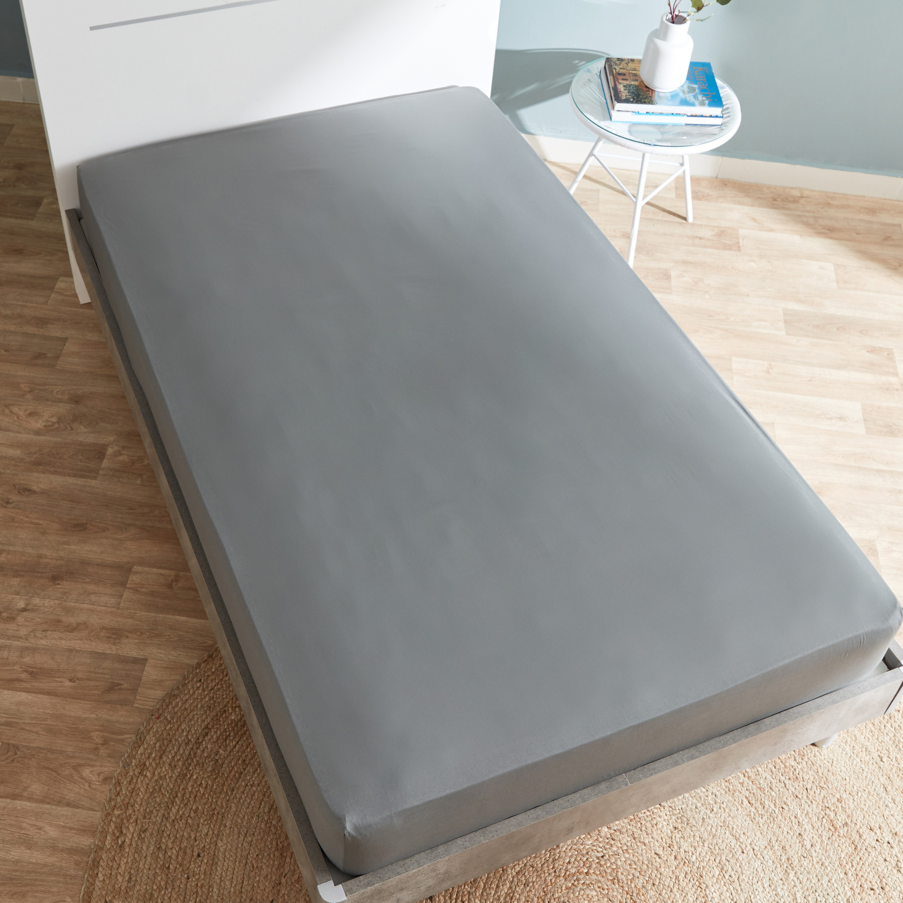 شرشف مطّاطي مزدوج قطن من إسينشيال - 120x200+25 سم-hbxhomeware-hbxbedroom-image-5