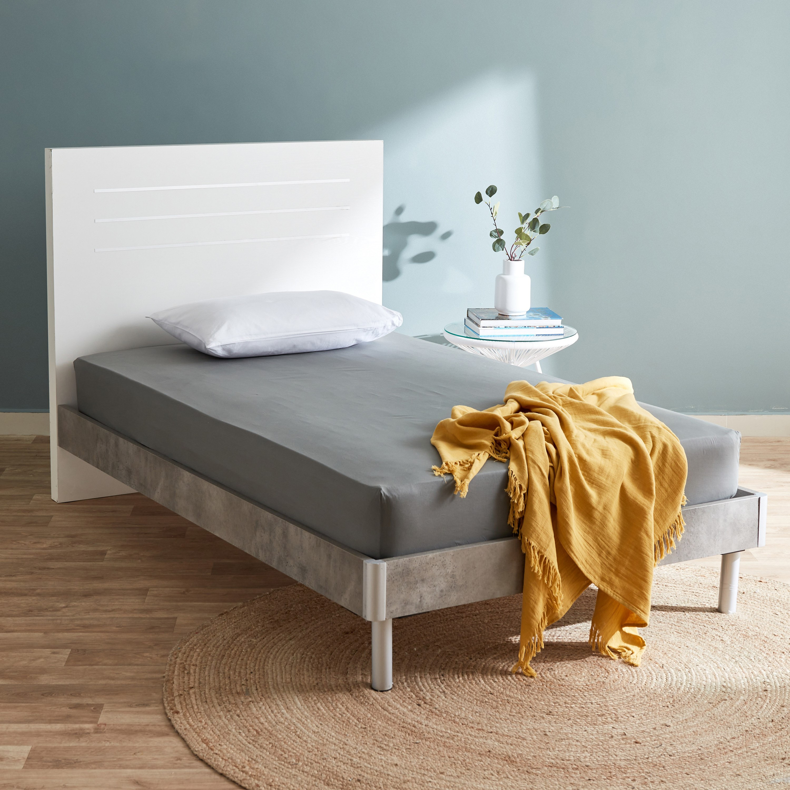 شرشف مطّاطي مزدوج قطن من إسينشيال - 120x200+25 سم-hbxhomeware-hbxbedroom-image-7