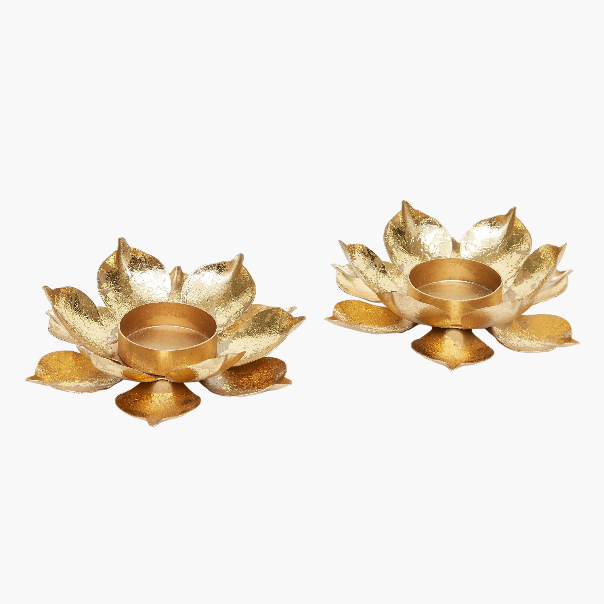 طقم حوامل شموع ميتاليك لوتس من قطعتين-hbxlivingroom-decorandaccessories-candleholders-image-1