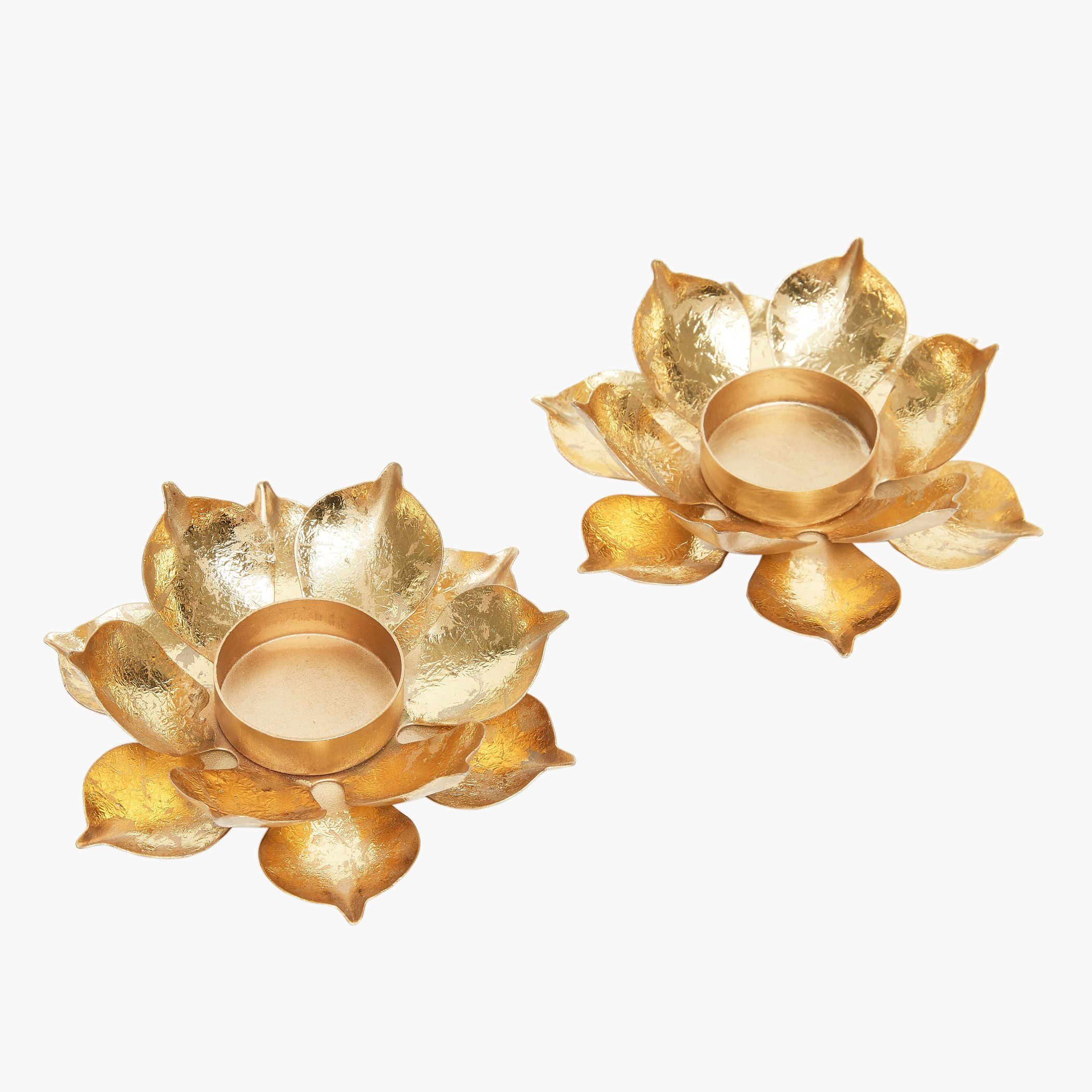 طقم حوامل شموع ميتاليك لوتس من قطعتين-hbxlivingroom-decorandaccessories-candleholders-image-2