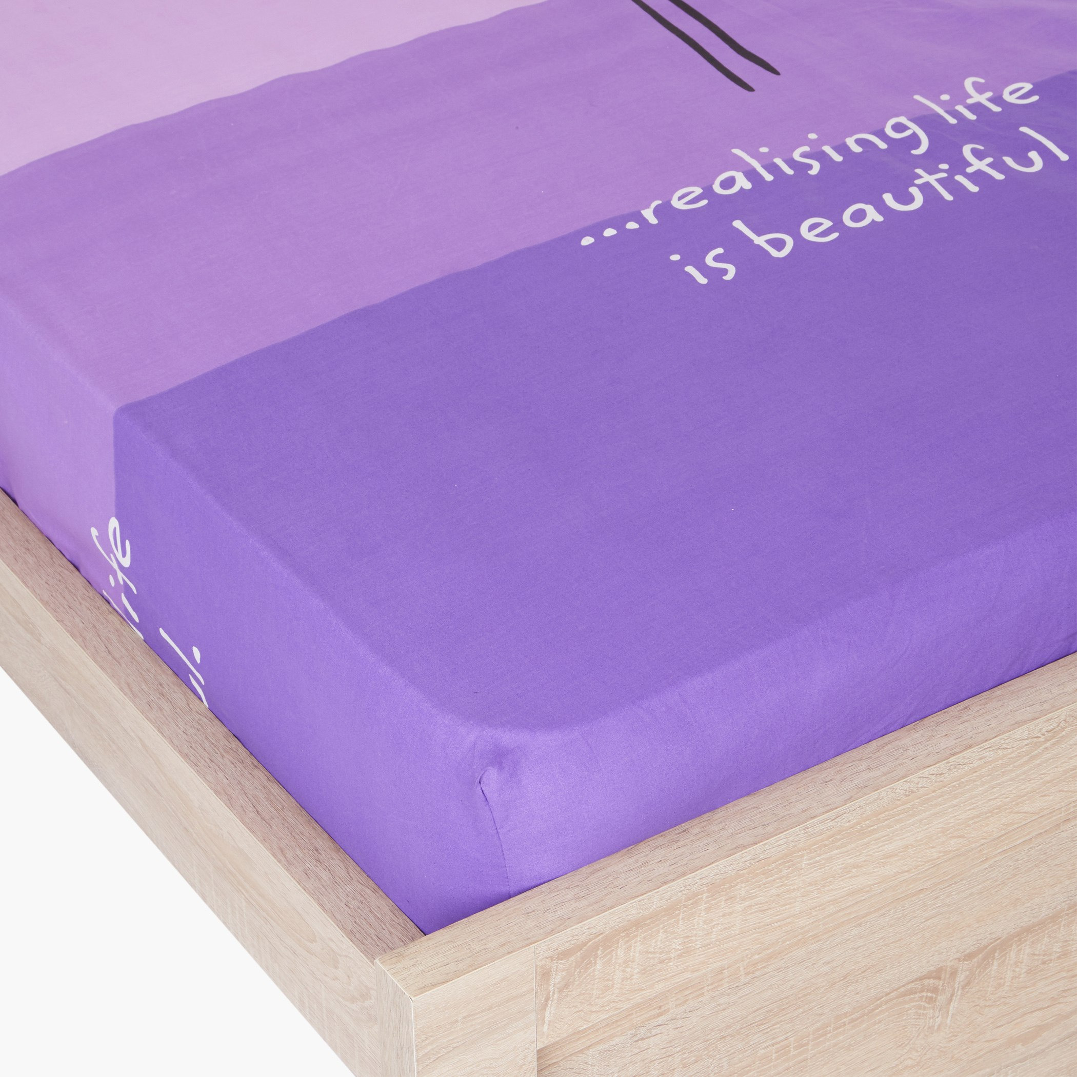 Happiness Printed Twin Fitted Bed Sheet -120x200 cm-hbxhomeware-hbxbedroom-image-1