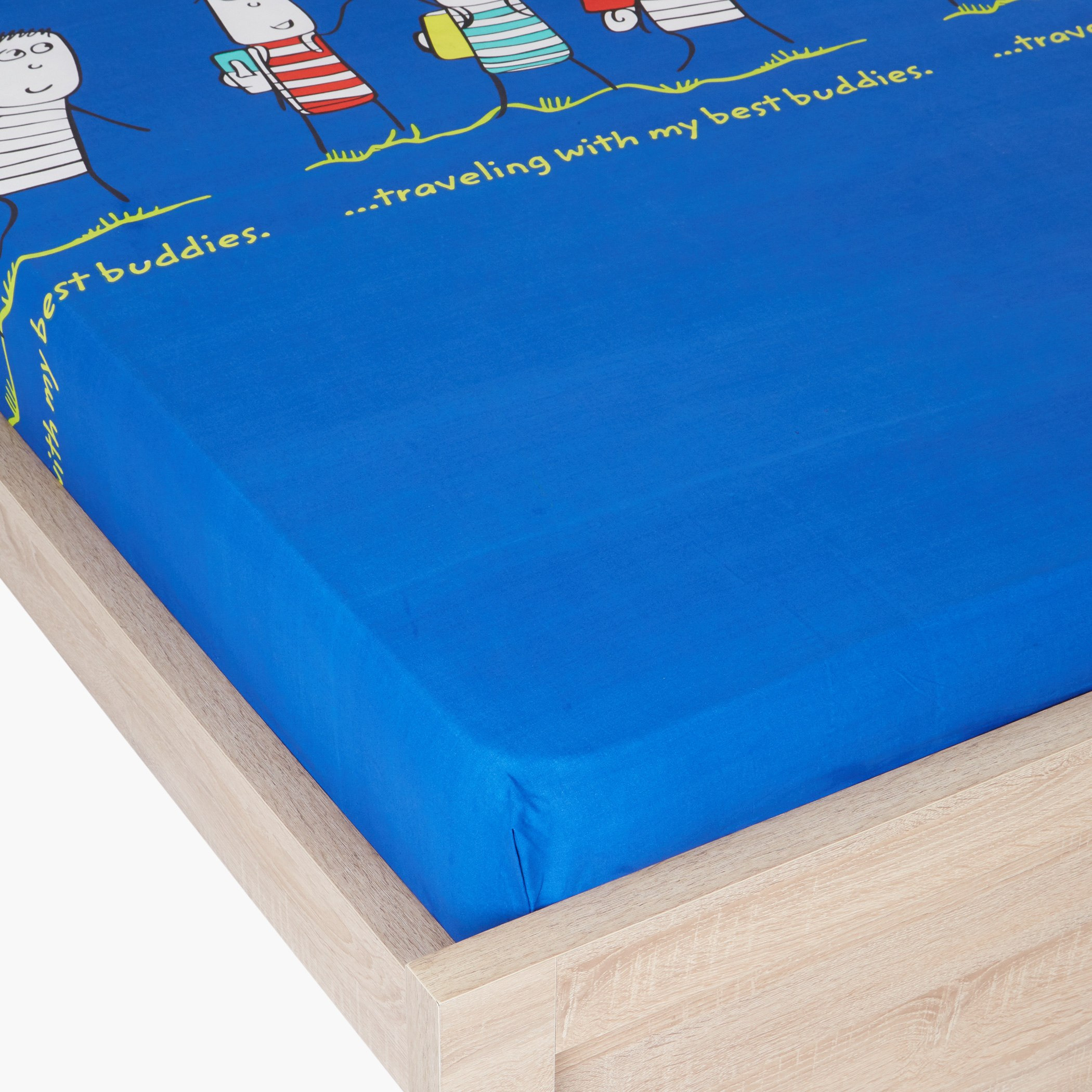 شرشف مطّاطي مزدوج بطبعات هابينس - 120x200 سم-hbxhomeware-hbxbedroom-image-1