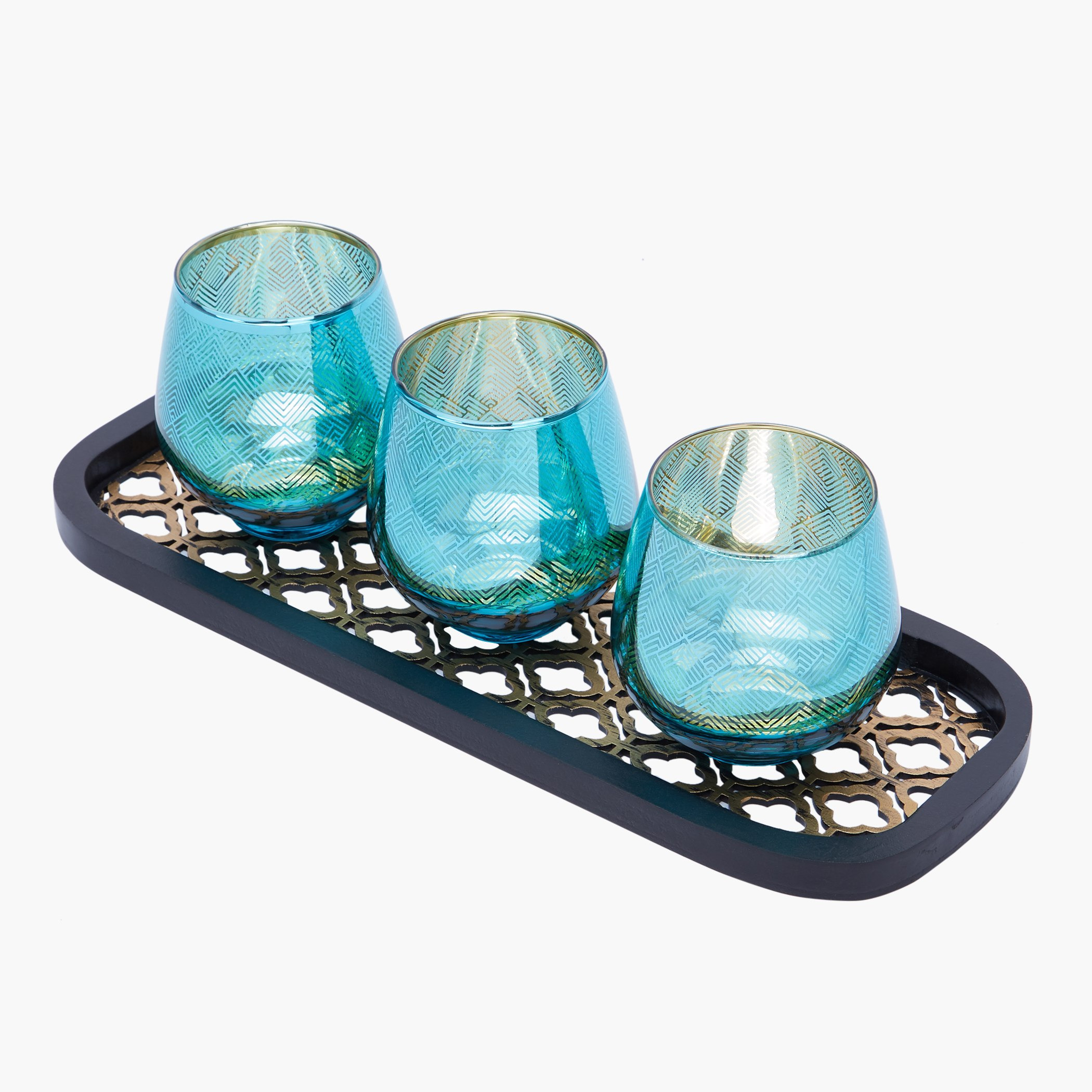 حامل شموع مزيّنة إمبيريال مع طقم صينية-hbxlivingroom-decorandaccessories-candleholders-image-1