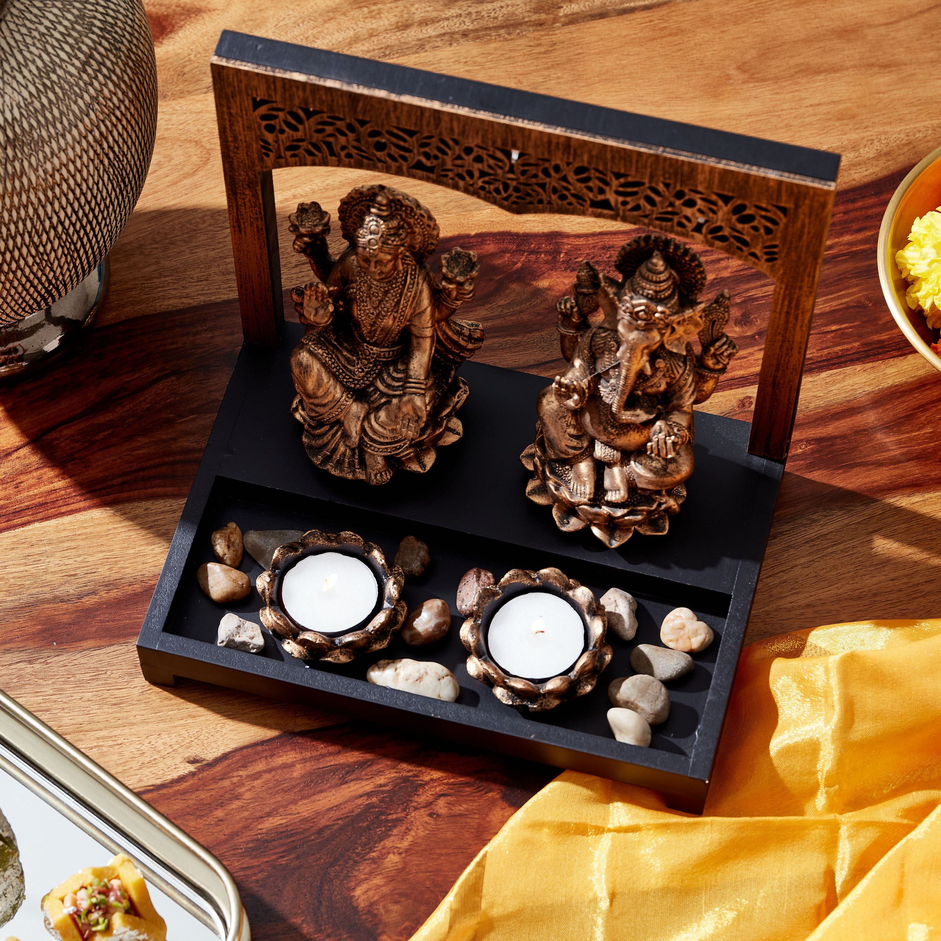 Ganesha and Laxmi Resin Figurine Tealight Holder-hbxlivingroom-decorandaccessories-candleholders-image-2