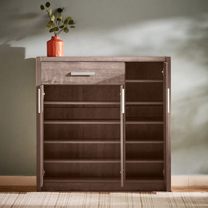 Curvy 20-Pairs Shoe Cabinet 3-Door and with 1-Drawer