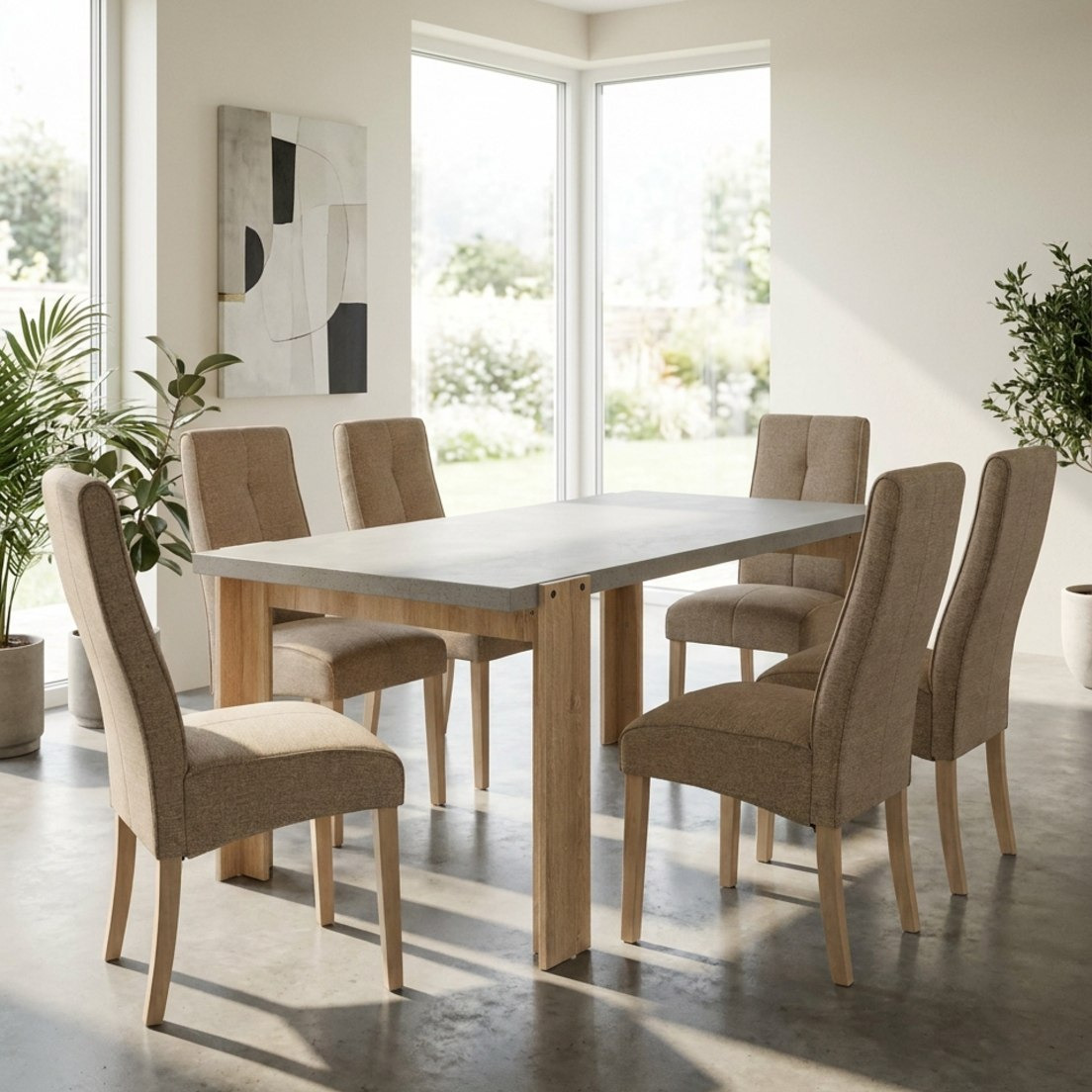 طقم طاولة سفرة 6 مقاعد من سيمنتينو-hbxfurniture-diningtablesandsets-diningsets-sixseater-image-1