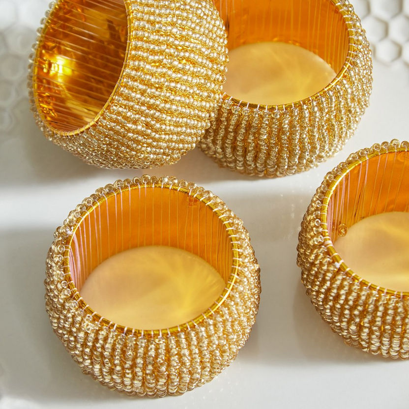 Blaze Embellished Napkin Ring - Set of 4-Table Linens-image-3