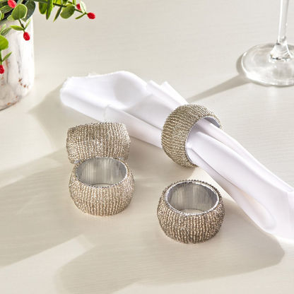 Blaze Embellished Napkin Ring - Set of 4-Table Linens-image-0