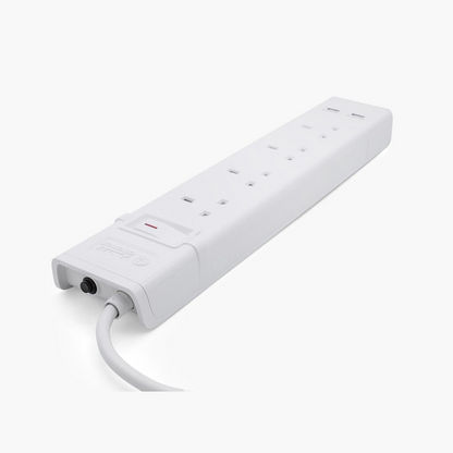 13A Cord Extension Socket with 3-metre Cable and 2 USB Ports - 39x7x3.5 cms
