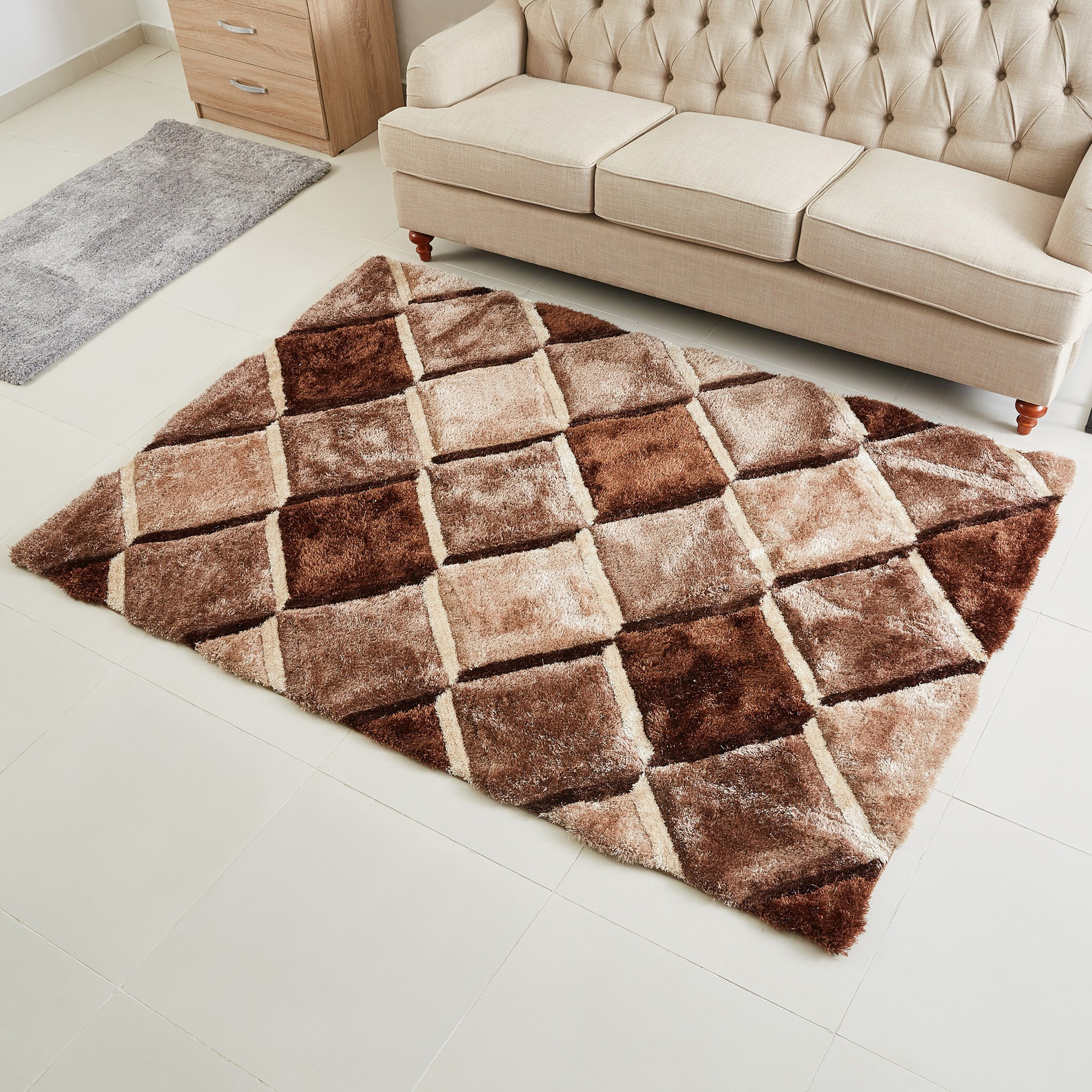 Rhombus 3D Textured Shaggy Rug - 160x230 cm-hbxdecorandfurnishings-floorcoverings-rugs-image-1