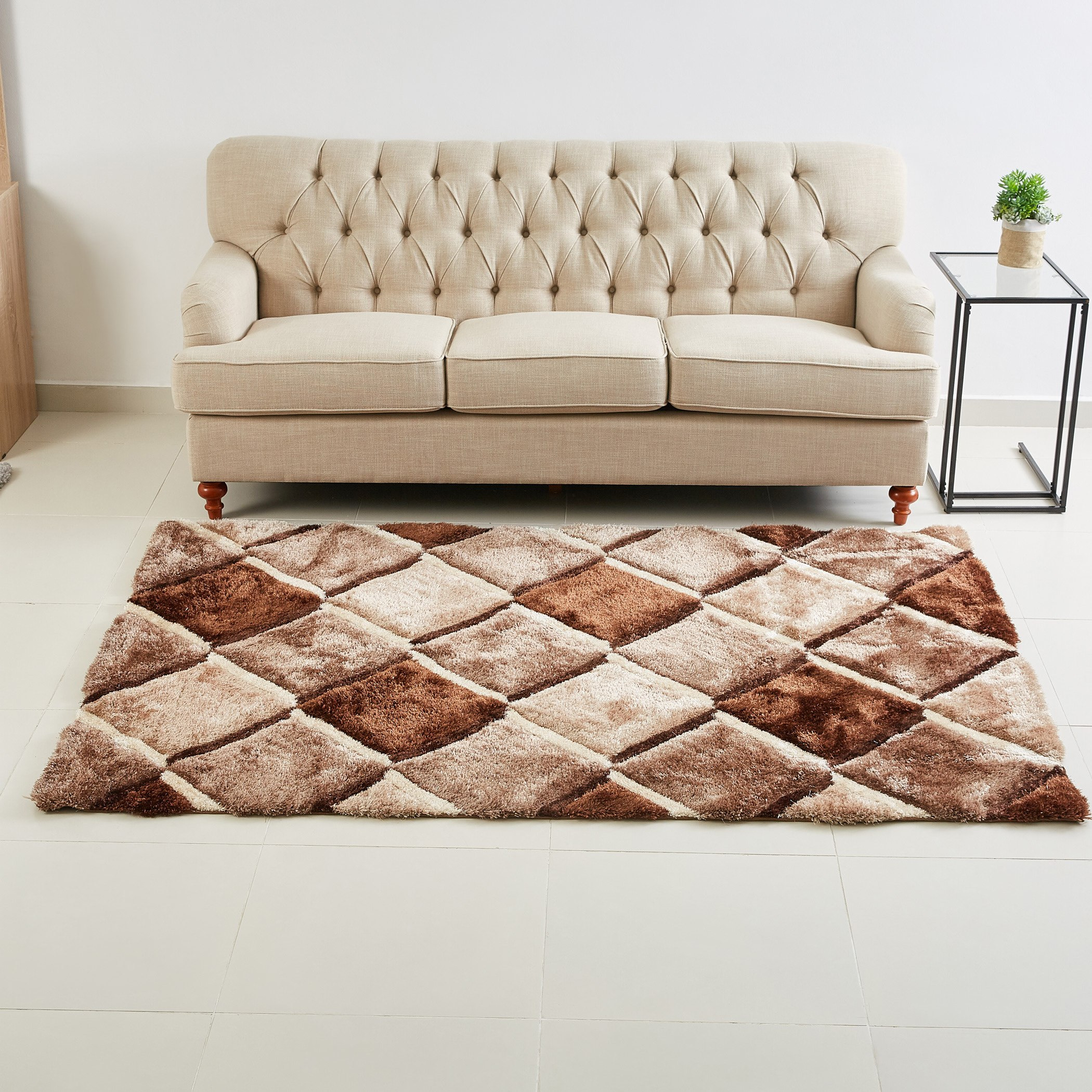 Rhombus 3D Textured Shaggy Rug - 160x230 cm-hbxdecorandfurnishings-floorcoverings-rugs-image-2