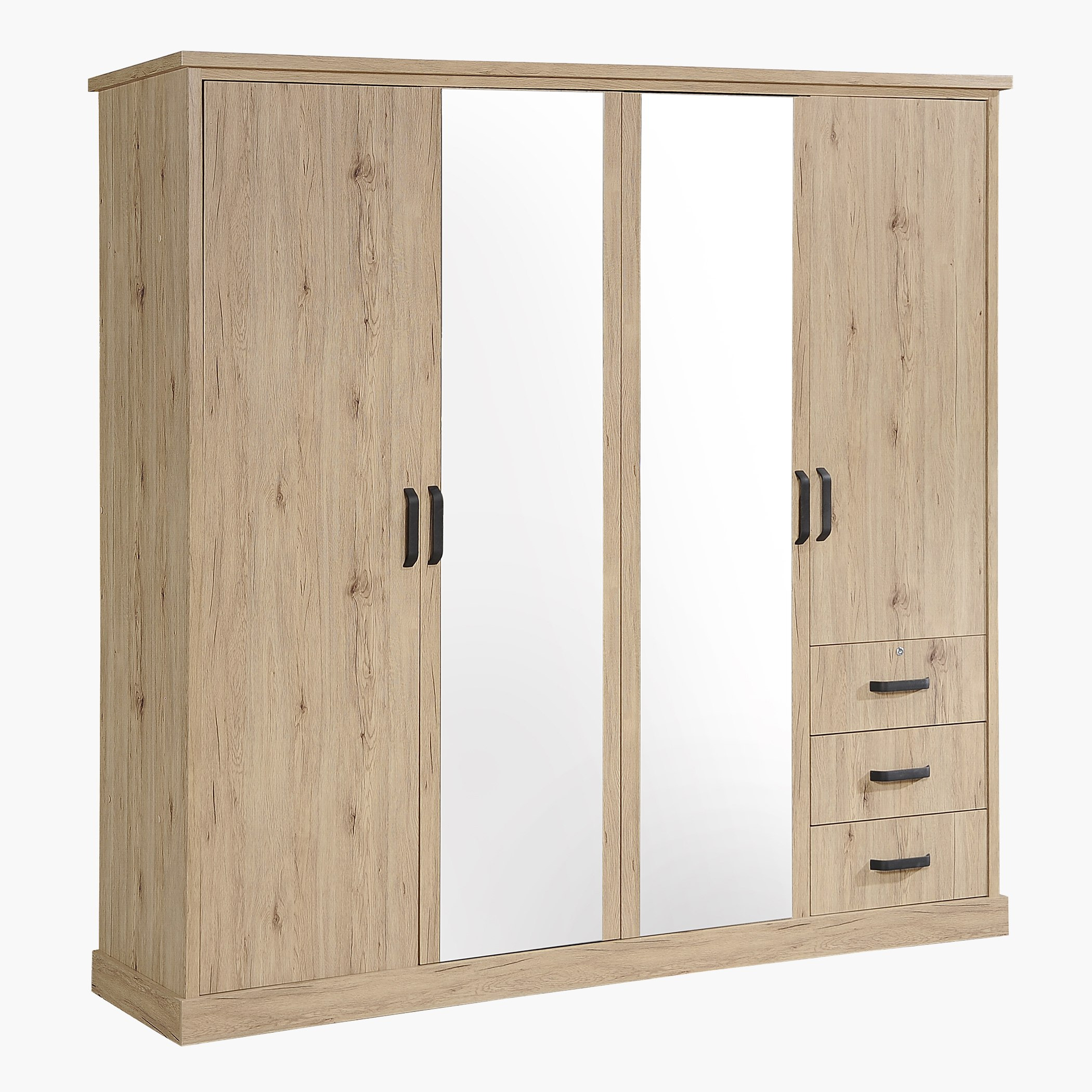 خزانة ملابس بأربعة أبواب بـ 3 أبواب مع 2 مرايا من جلاسجلو-hbxfurniture-wardrobes-image-1