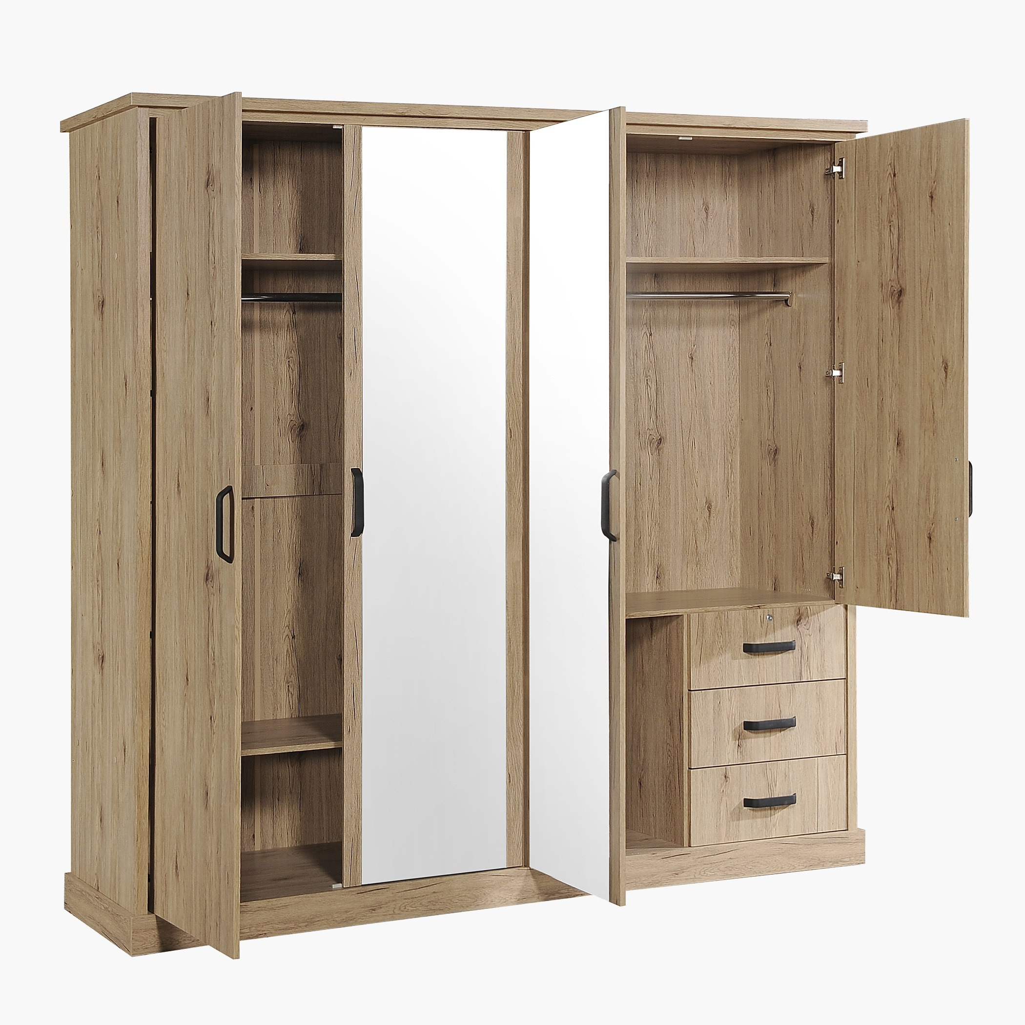 خزانة ملابس بأربعة أبواب بـ 3 أبواب مع 2 مرايا من جلاسجلو-hbxfurniture-wardrobes-image-2