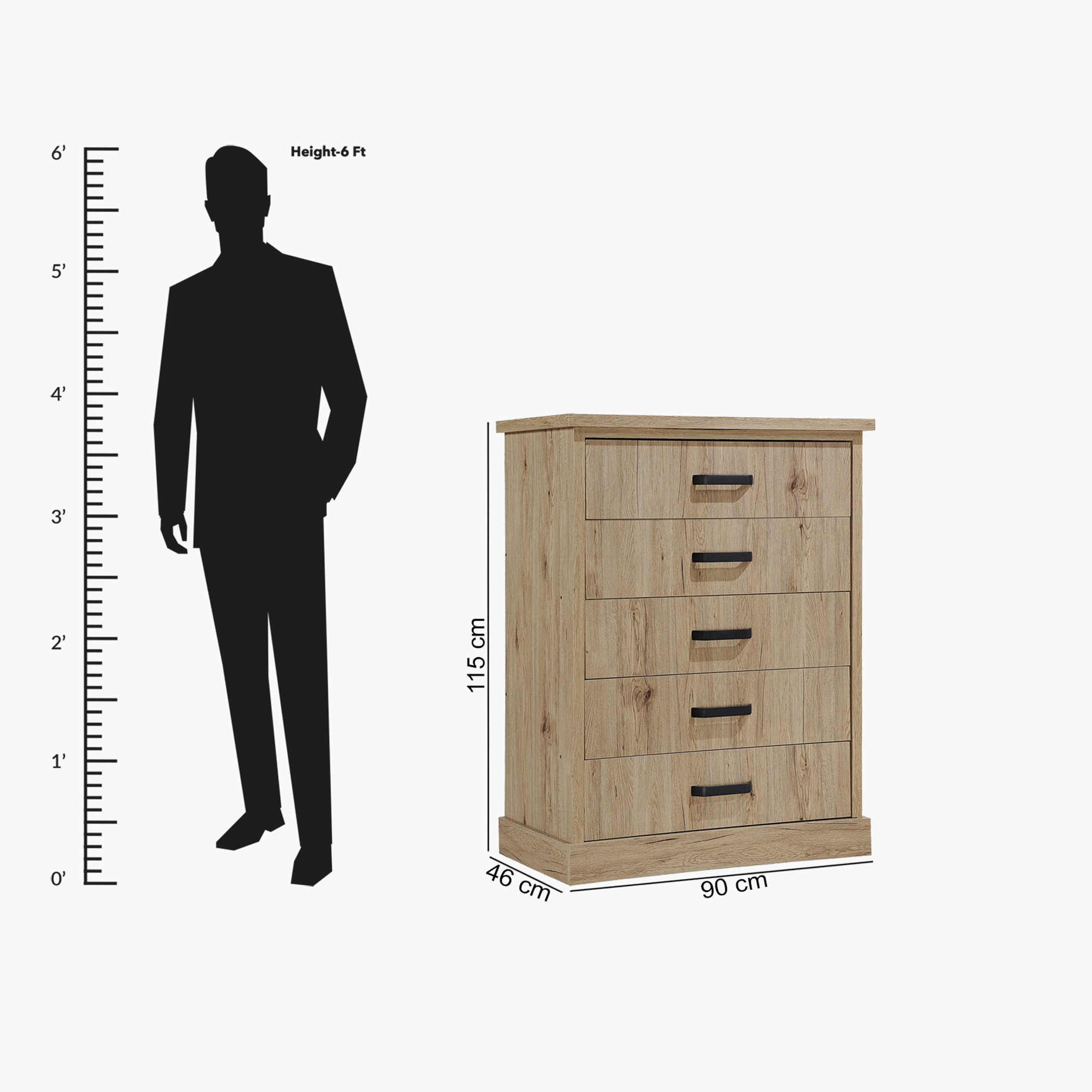 وحدة تخزين بـ5 أدراج من جلاسجو-hbxfurniture-dressersandchests-chestofdrawers-image-5