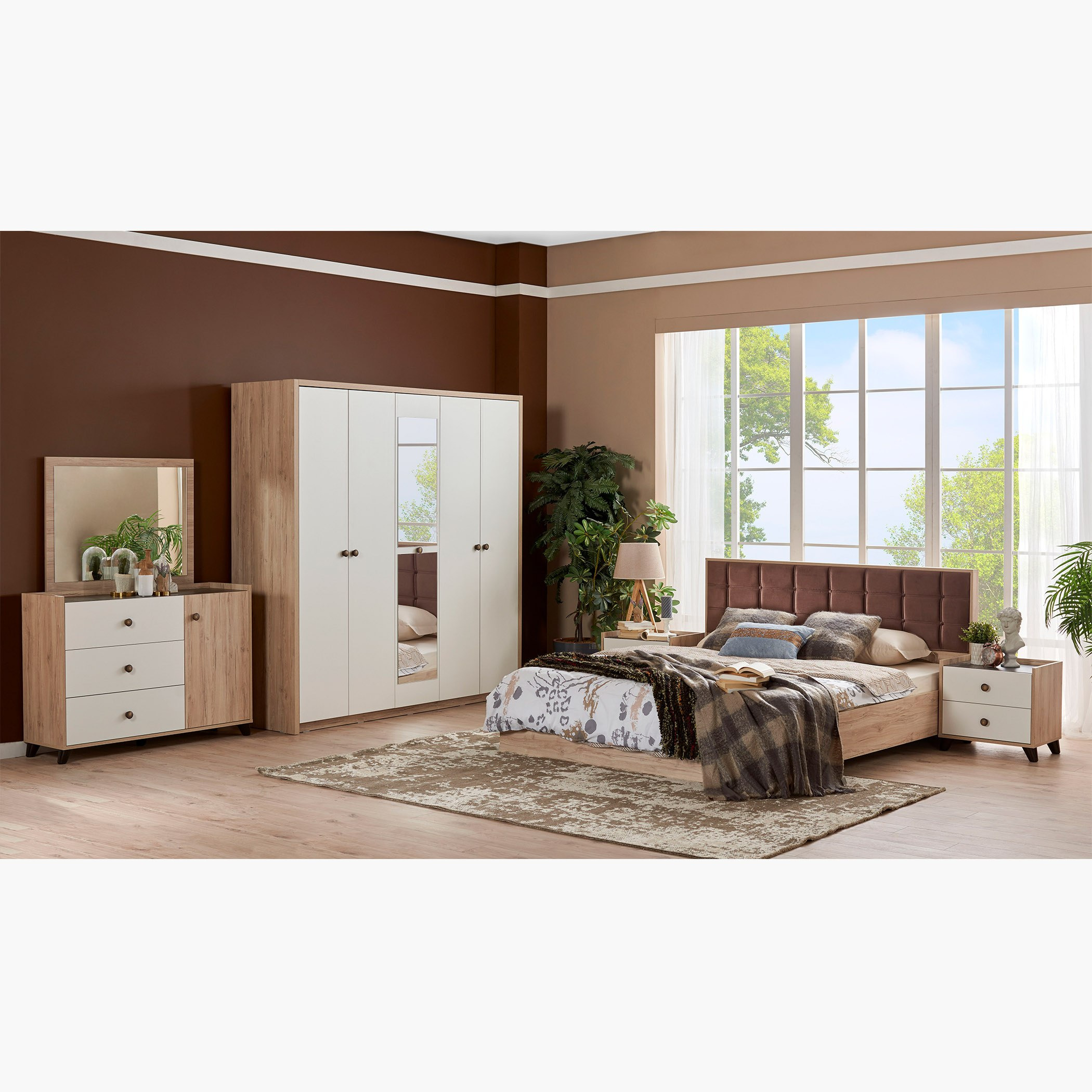 طقم غرفة نوم كينج 6 قطع من أنيكا - 200x180 سم-hbxbedroom-bedsandbedsets-bedroomsets-king-image-1