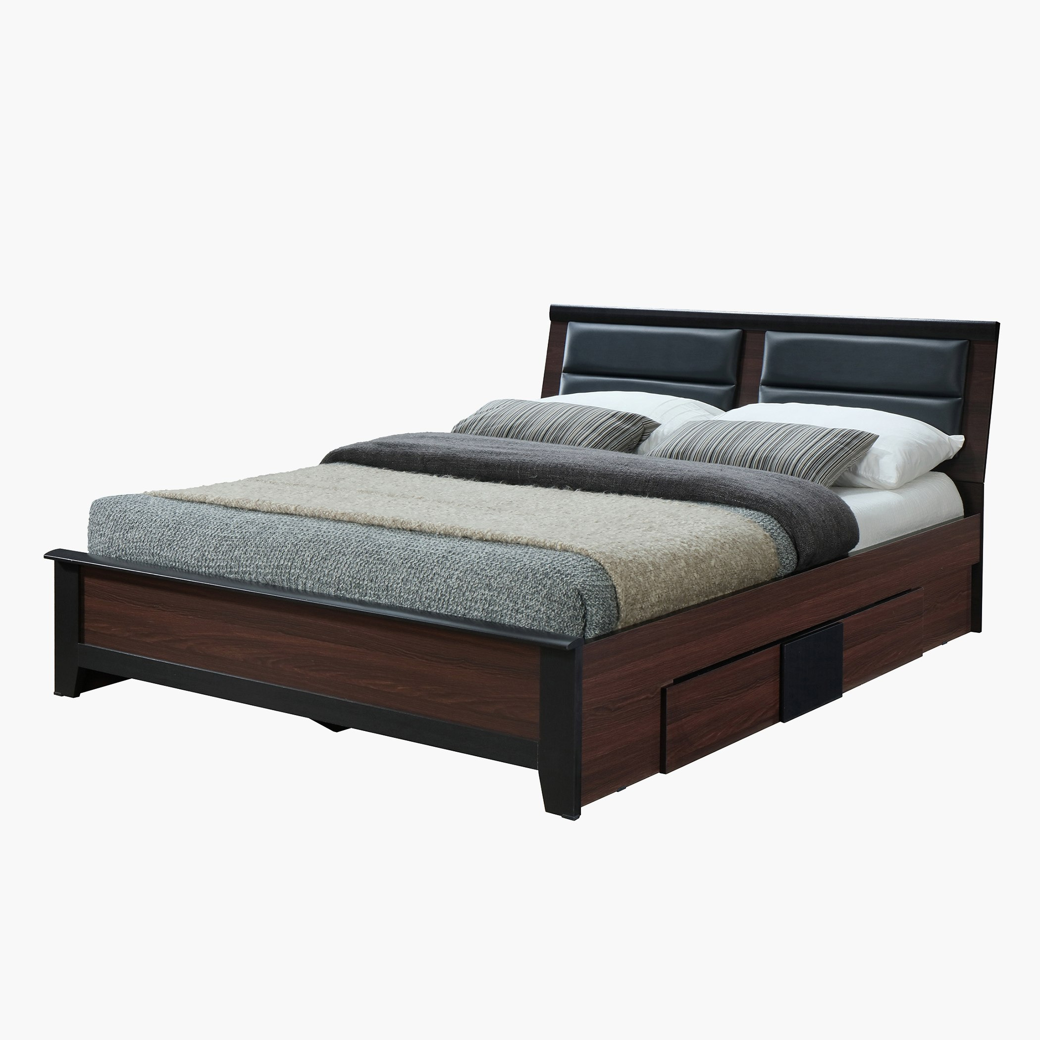 Movo Joyfull Queen Bed with 2 Drawers - 150x200 cm-hbxbedroom-bedsandbedsets-beds-queen-image-1