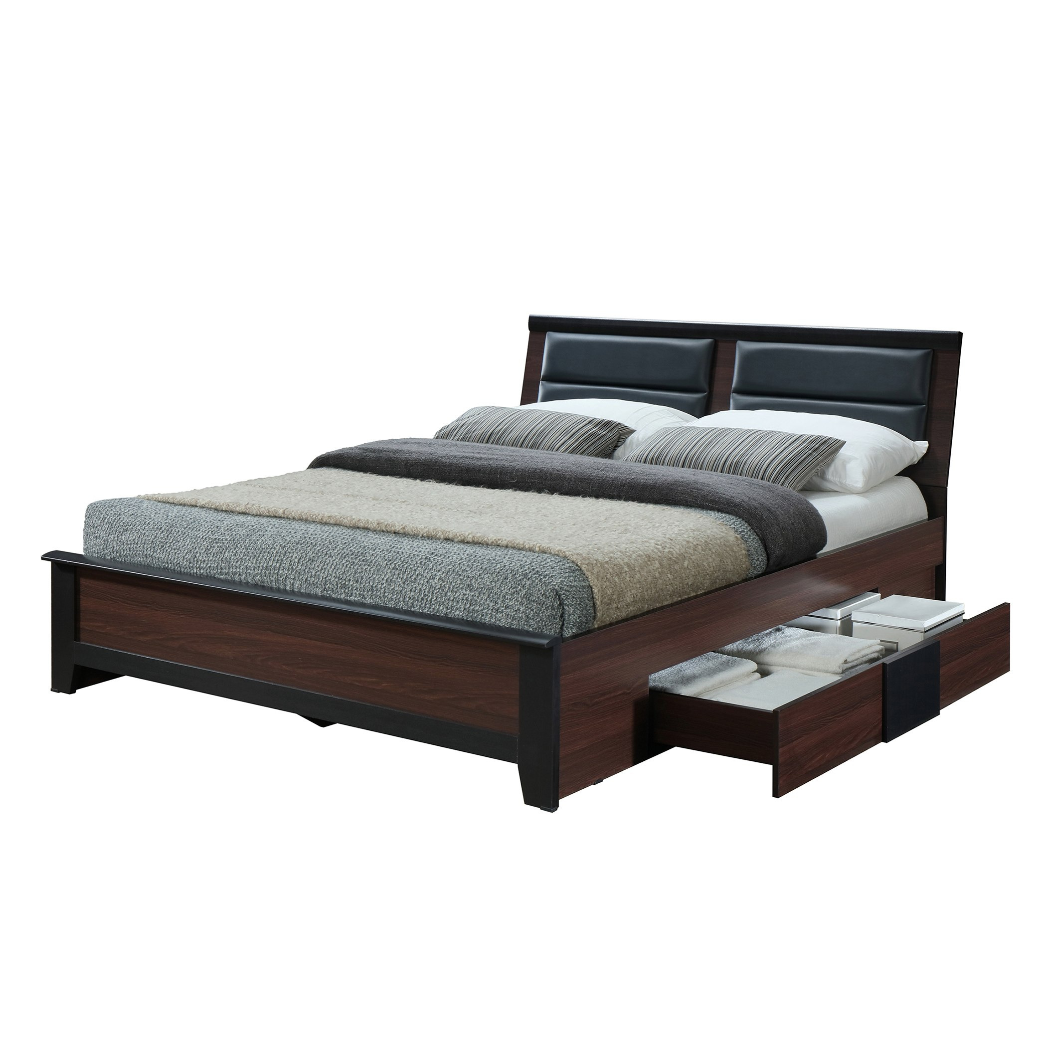 Movo Joyfull Queen Bed with 2 Drawers - 150x200 cm-hbxbedroom-bedsandbedsets-beds-queen-image-3