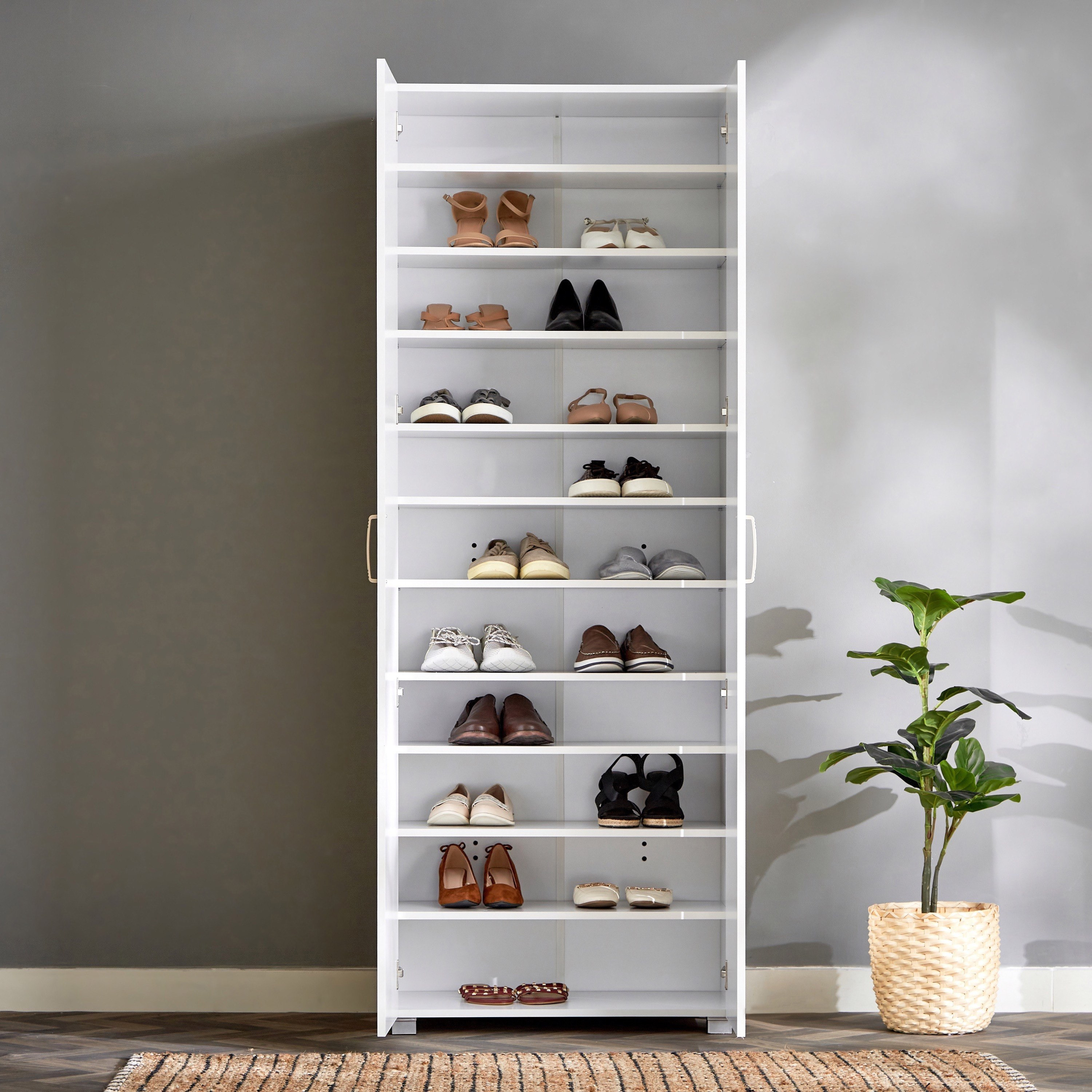 Moonlight 30 Pair Tall Shoe Cabinet with Mirror