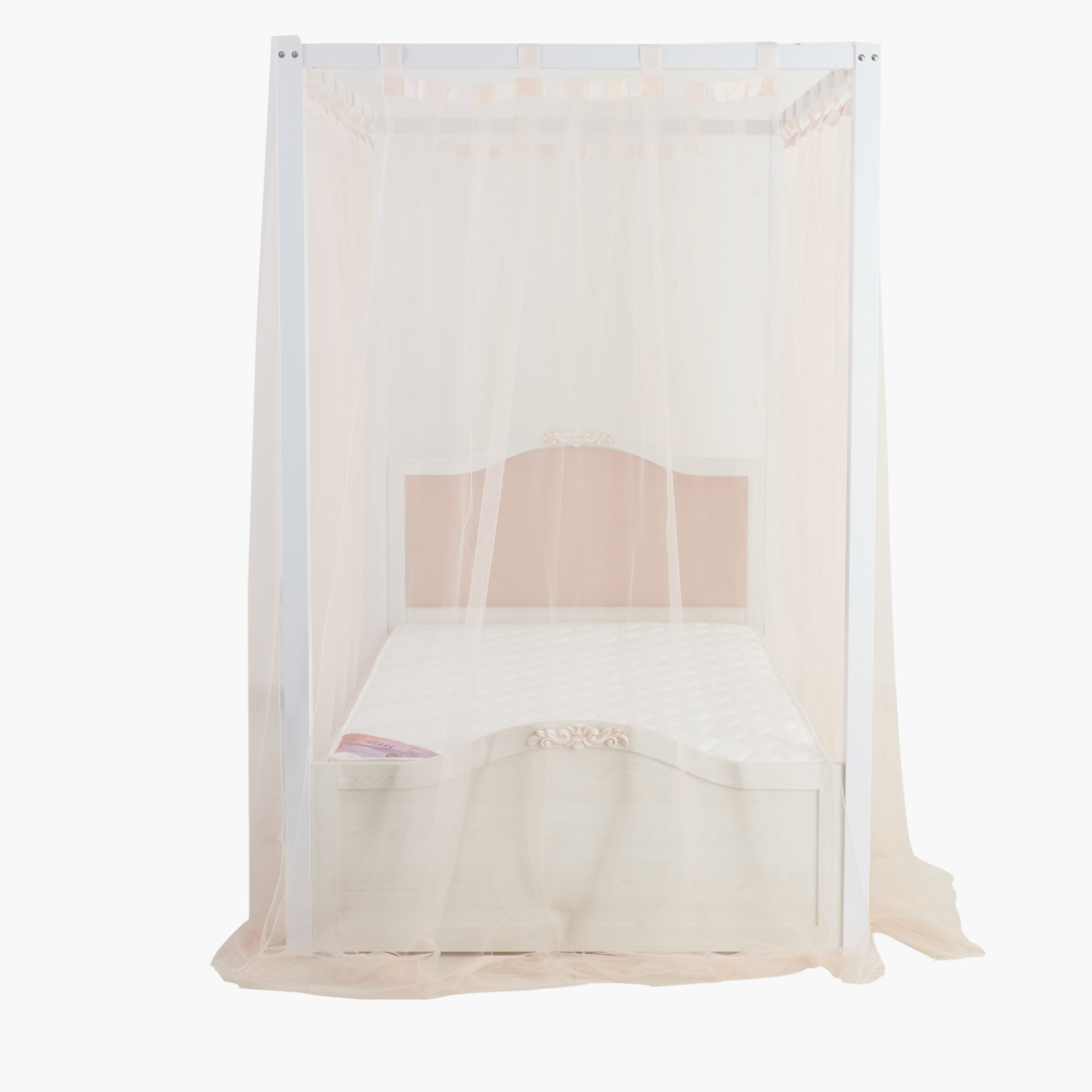Ariena Twin Poster Bed with Curtains - 120x200 cm-hbxbedroom-bedsandbedsets-beds-twin-image-1