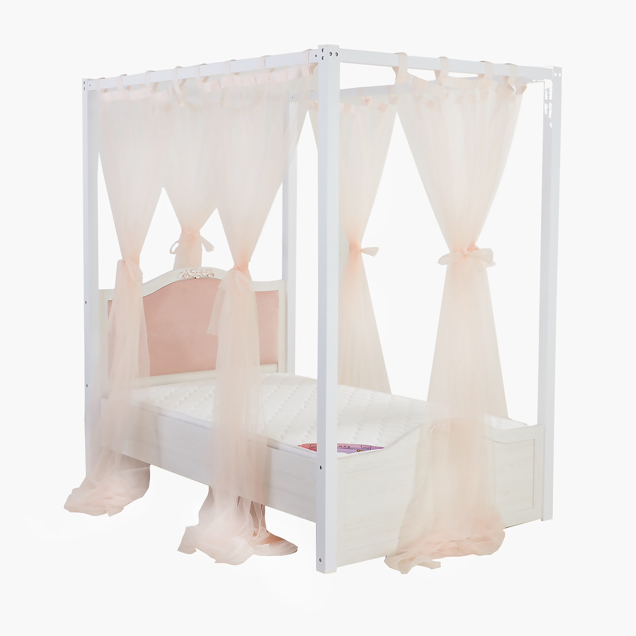 Ariena Twin Poster Bed with Curtains - 120x200 cm-hbxbedroom-bedsandbedsets-beds-twin-image-2