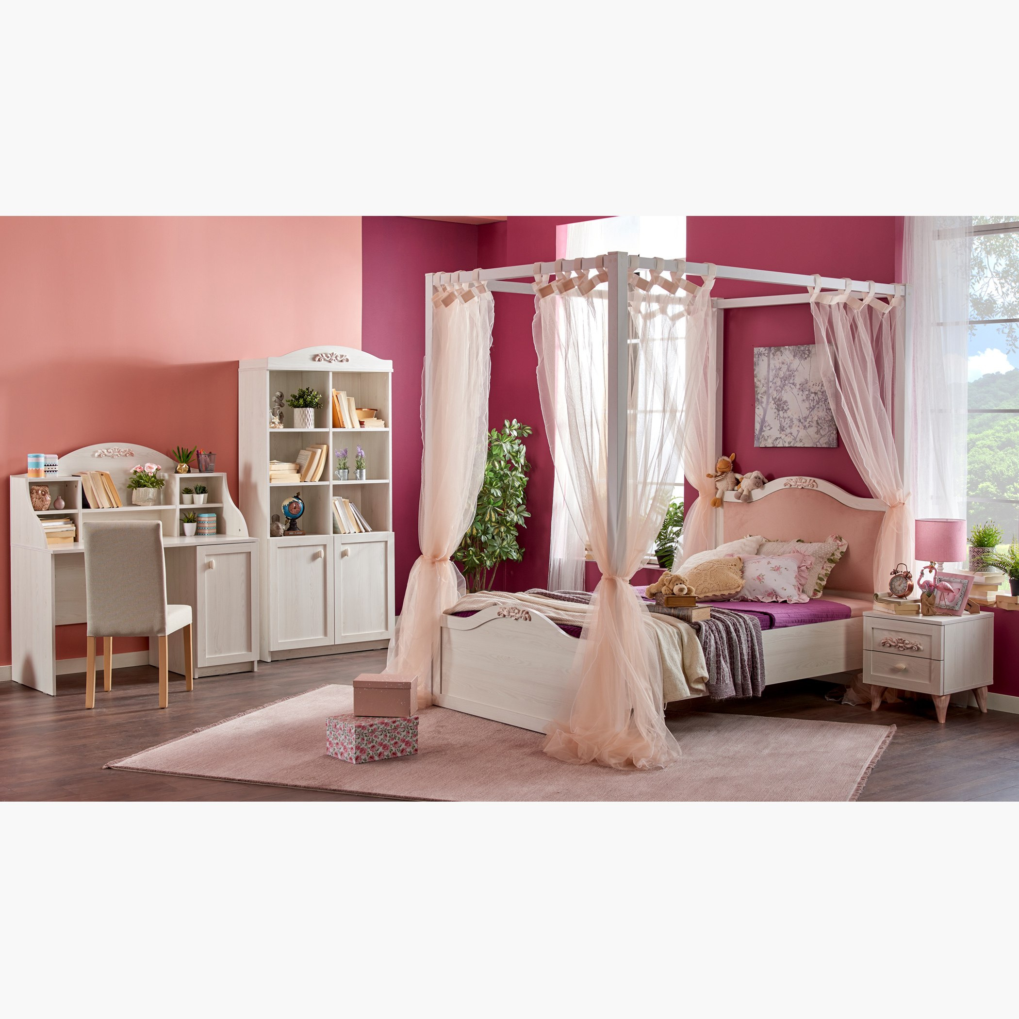 Ariena Twin Poster Bed with Curtains - 120x200 cm-hbxbedroom-bedsandbedsets-beds-twin-image-5