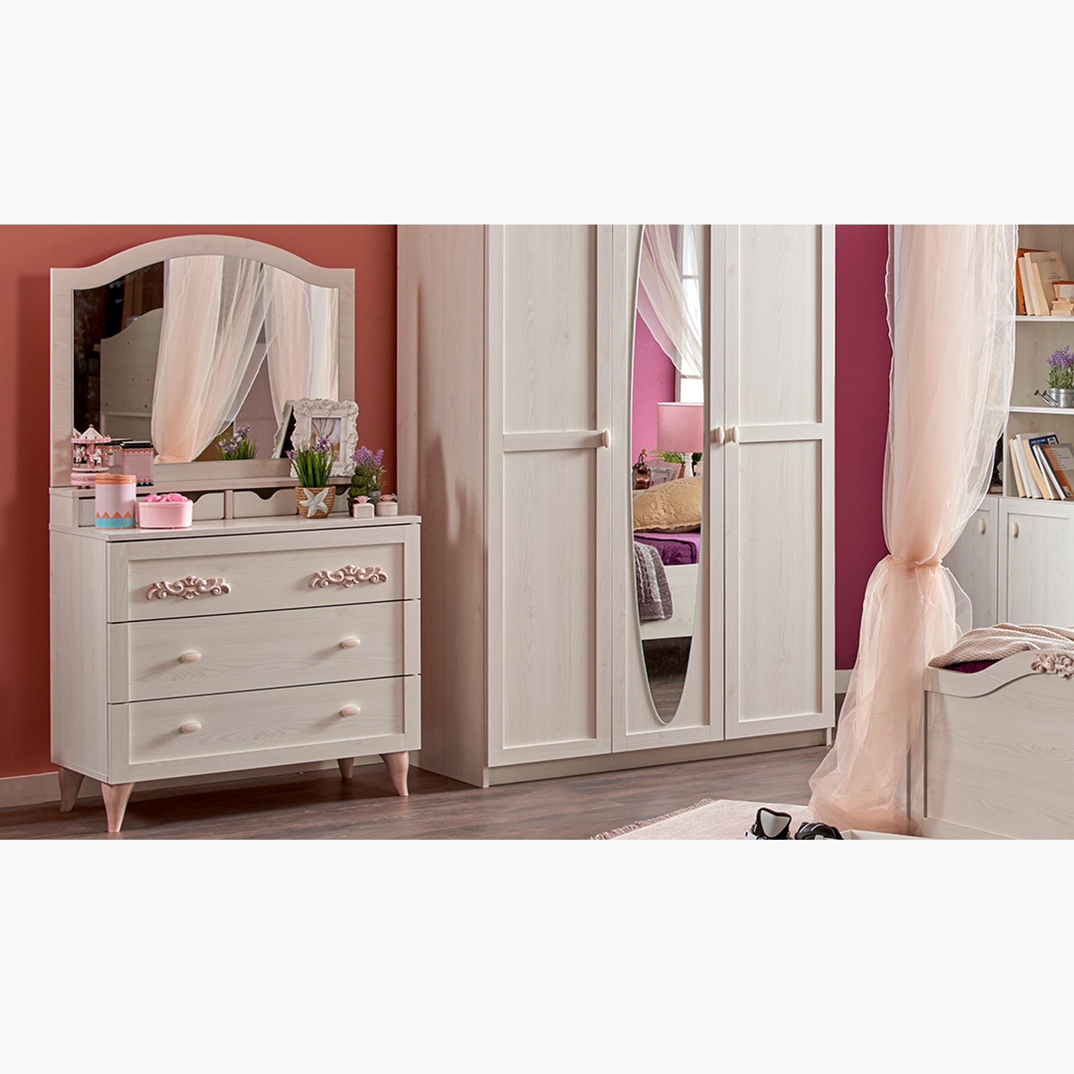 طاولة تزيين بـ3 أدراج ومرآة من أرينا-hbxfurniture-kidsroom-kidsdressersandmirrors-image-1
