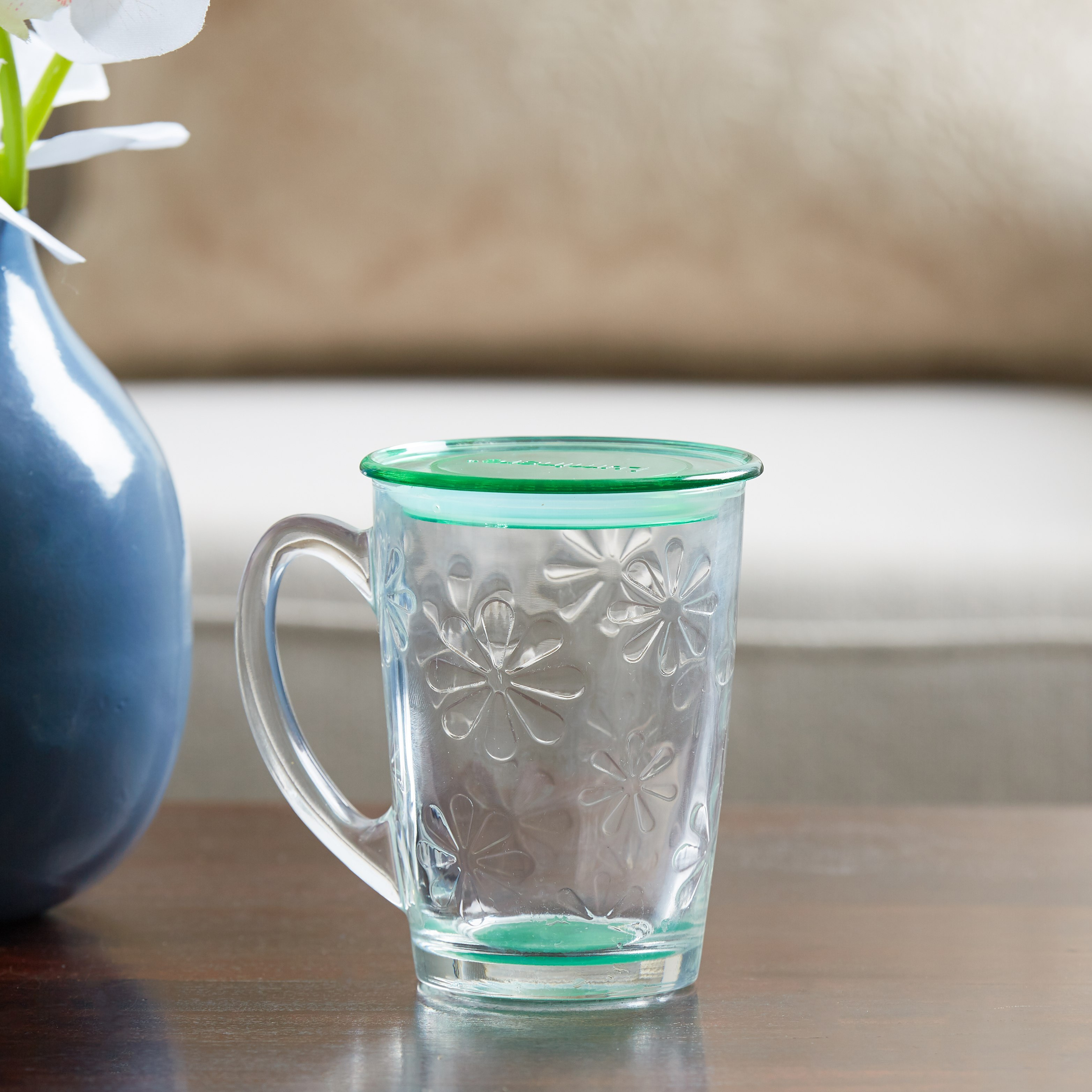 مج صباحي بنقوش الأزهار مع غطاء- 320 مل-hbxdecorandfurnishings-tabletop-crockery-image-1