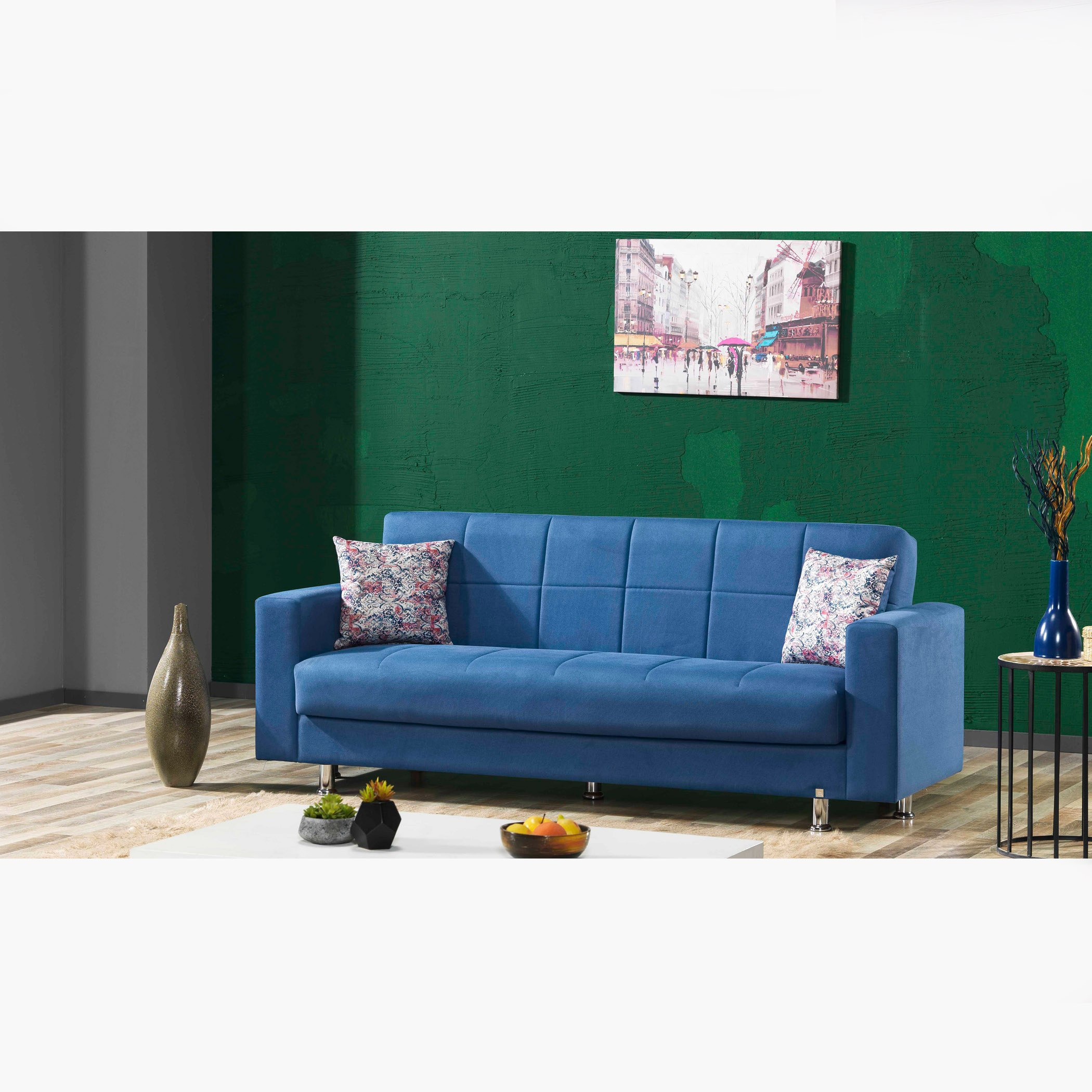 Zeus 3-Seater Velvet Sofa Bed with Storage and 2 Printed Cushions-hbxlivingroom-sofasandarmchairs-sofas-image-1