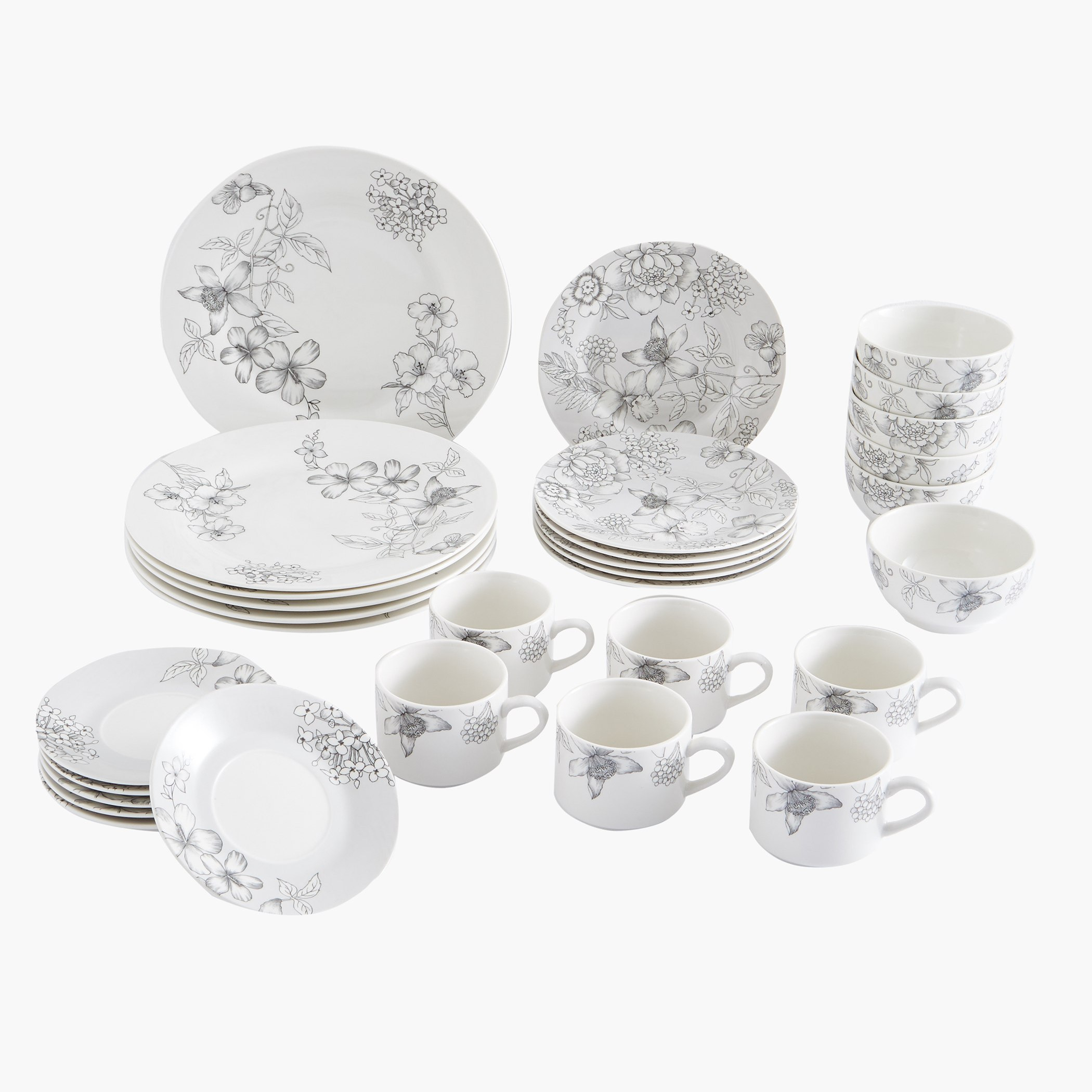 طقم مستلزمات مائدة بطبعات أزهار 30 قطعة من هيذار -hbxhomeware-hbxkitchen-image-1