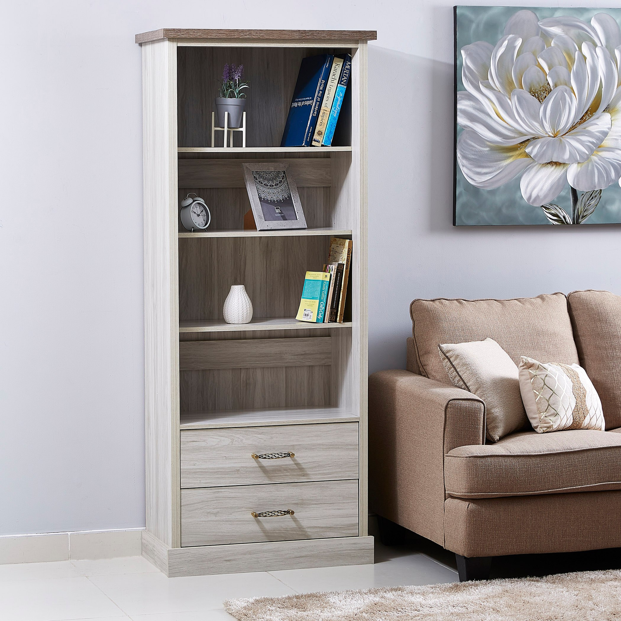 خزانة كتب بدرجين من أنجيليك-hbxfurniture-office-bookcases-image-1