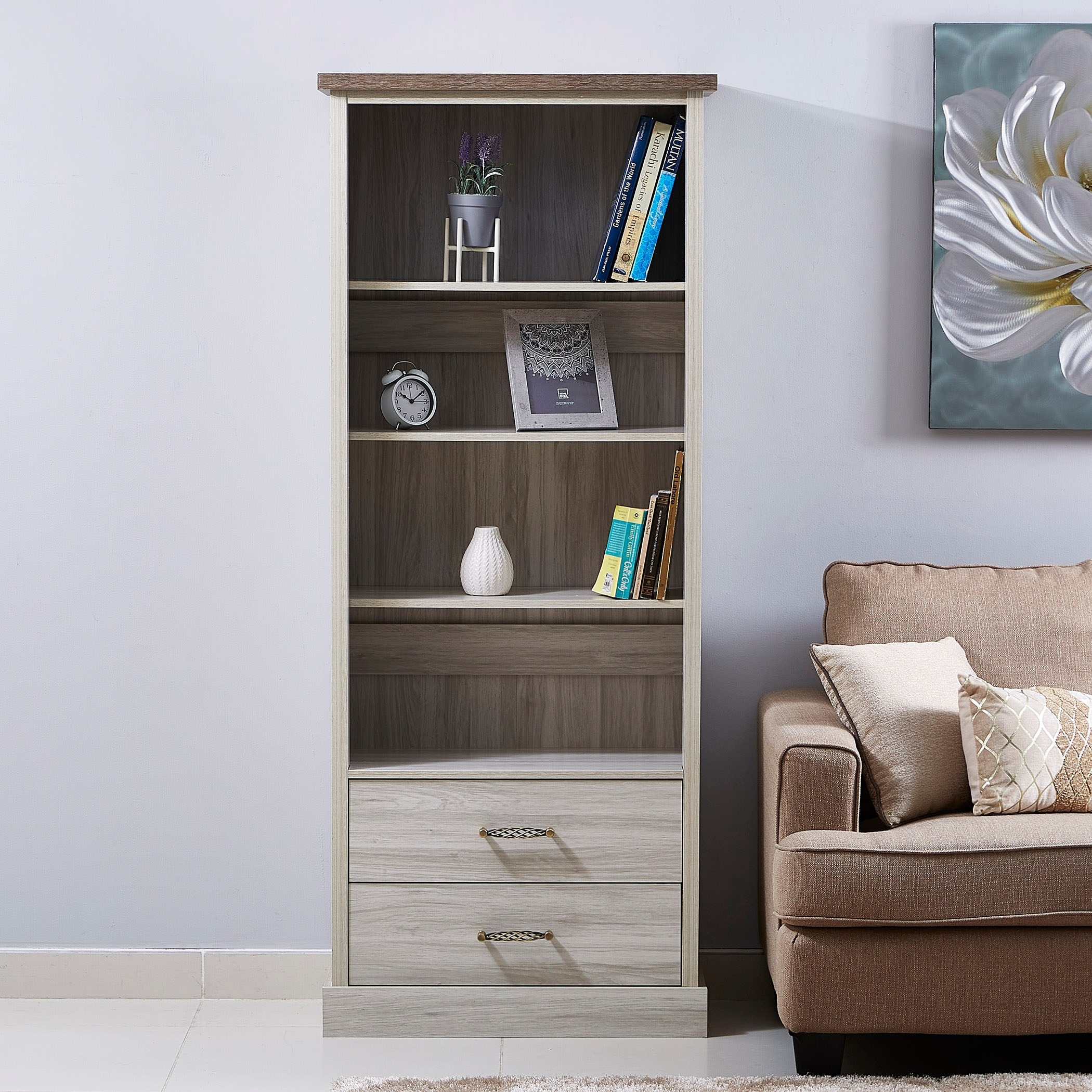 خزانة كتب بدرجين من أنجيليك-hbxfurniture-office-bookcases-image-2