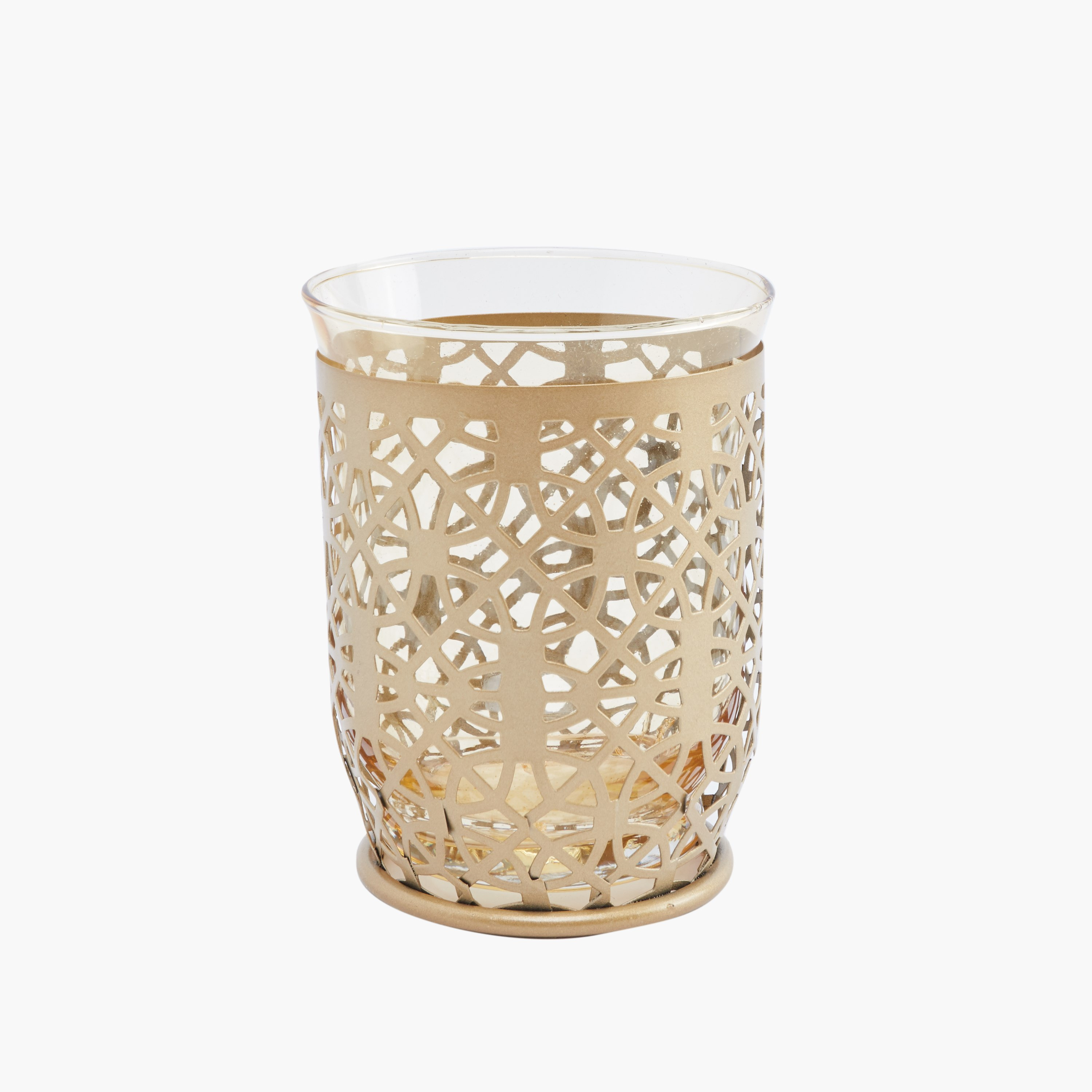 Amara Metal Encased Candle Holder with Glass Hurricane-hbxlivingroom-decorandaccessories-candleholders-image-1