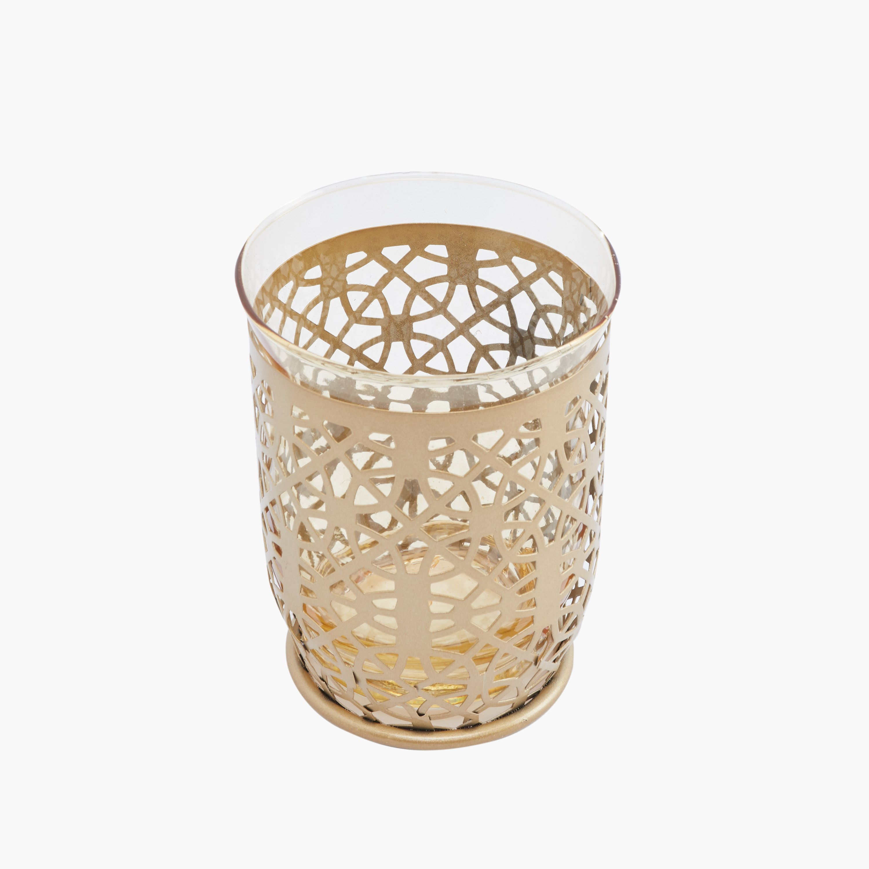Amara Metal Encased Candle Holder with Glass Hurricane-hbxlivingroom-decorandaccessories-candleholders-image-2