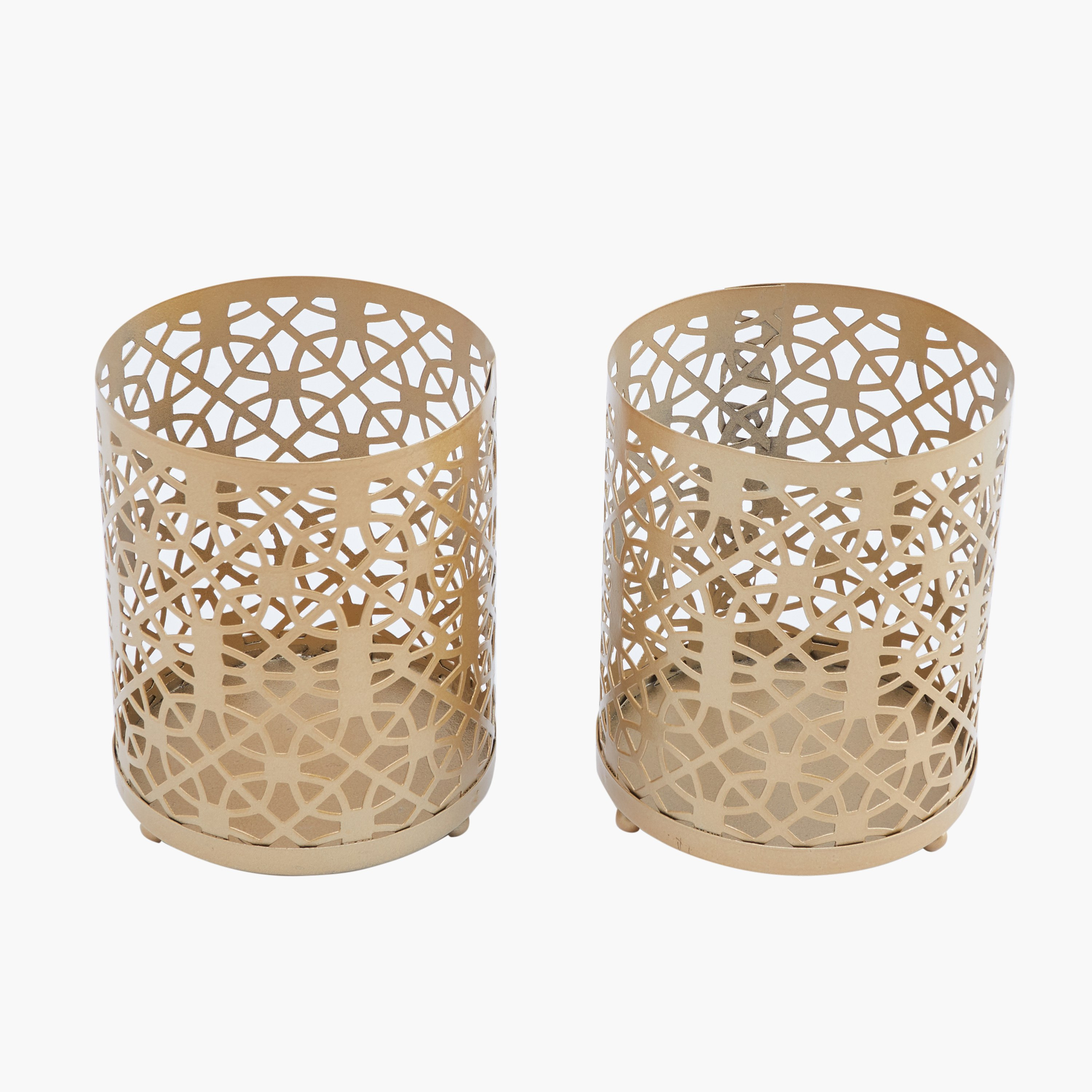 حامل شموع معدني مفرّغ - طقم من قطعتين-hbxlivingroom-decorandaccessories-candleholders-image-2