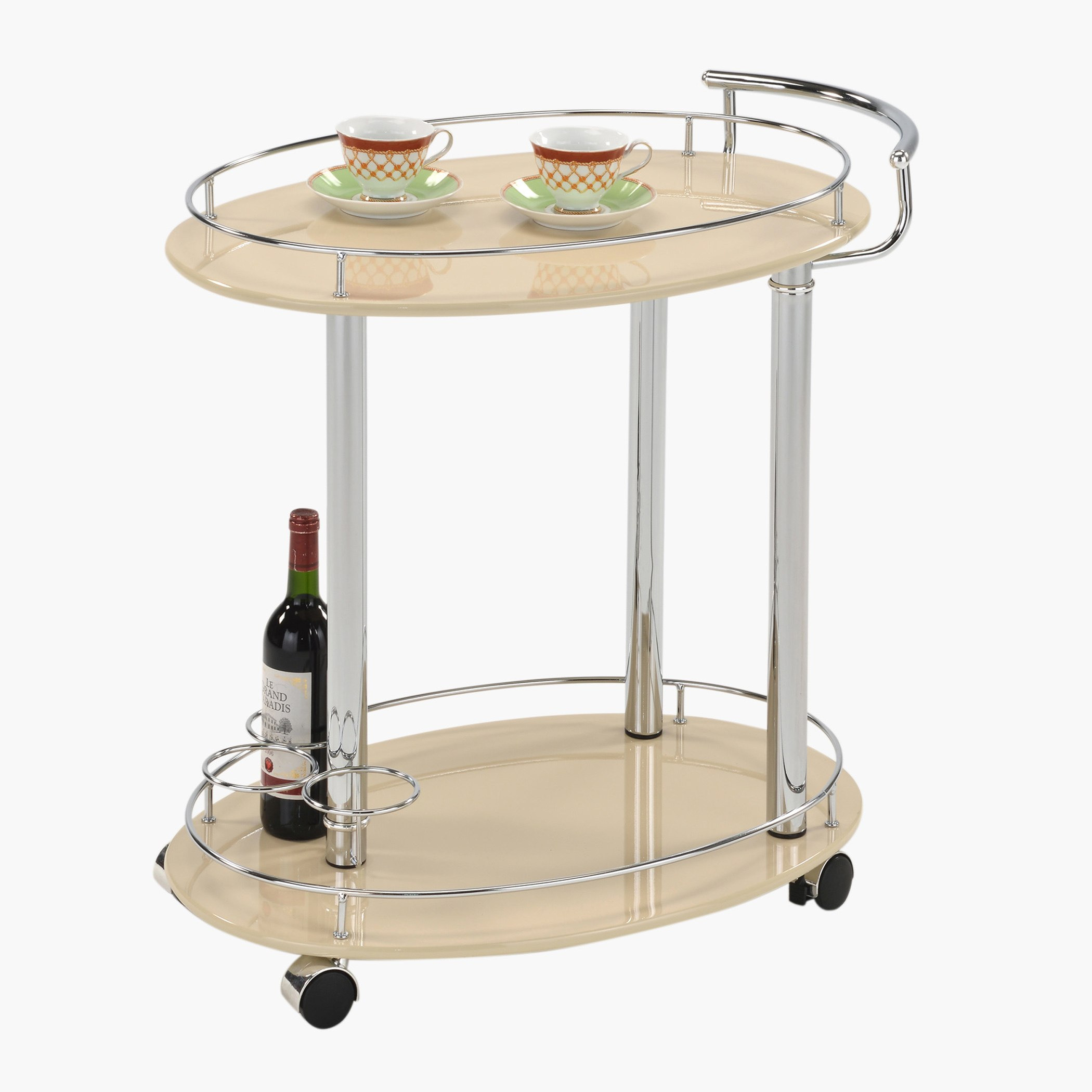 Oval 2-Tiered Serving Trolley with Wheels-hbxlivingroom-tablesandstands-servingtrolleys-image-2