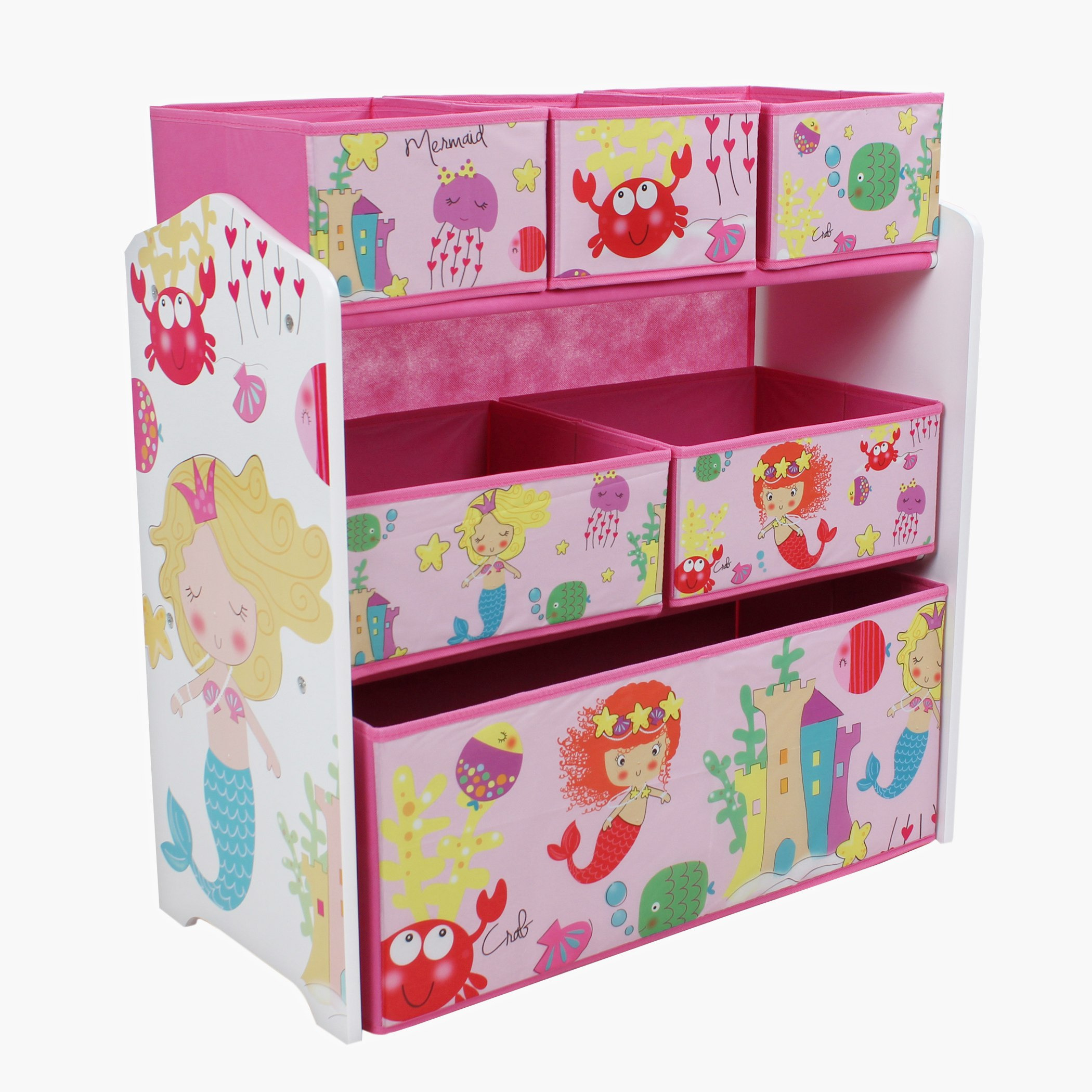 رفوف تخزين بطبعات مع ستة صناديق تخزين من أريانا.-hbxhomeware-kidsessentials-kidsorganiser-image-1