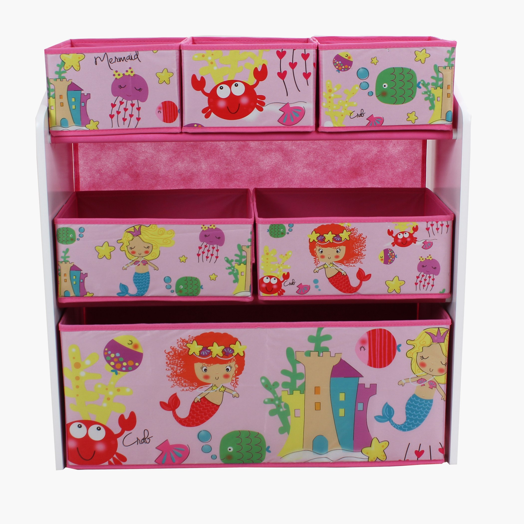 رفوف تخزين بطبعات مع ستة صناديق تخزين من أريانا.-hbxhomeware-kidsessentials-kidsorganiser-image-2