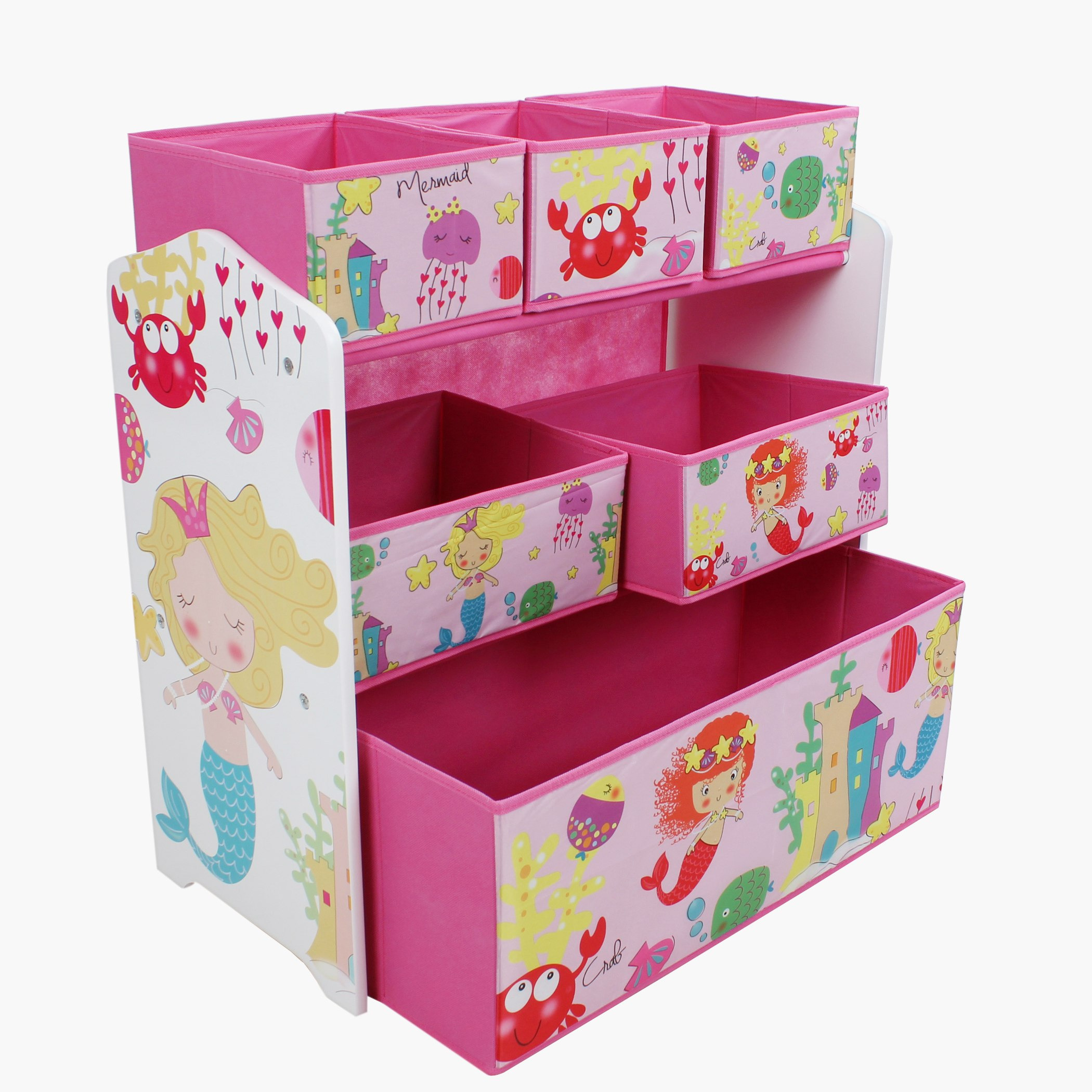 رفوف تخزين بطبعات مع ستة صناديق تخزين من أريانا.-hbxhomeware-kidsessentials-kidsorganiser-image-3