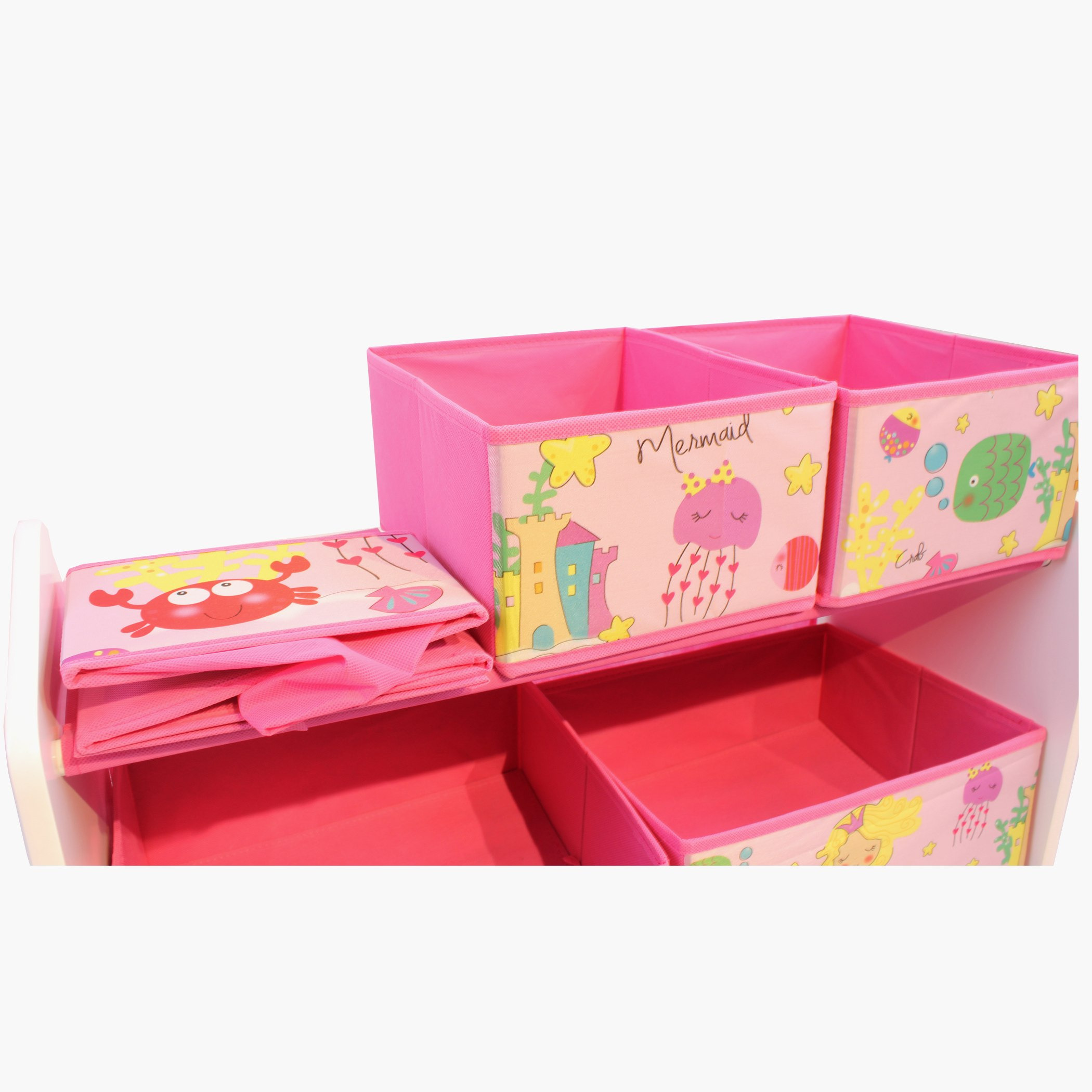 رفوف تخزين بطبعات مع ستة صناديق تخزين من أريانا.-hbxhomeware-kidsessentials-kidsorganiser-image-4