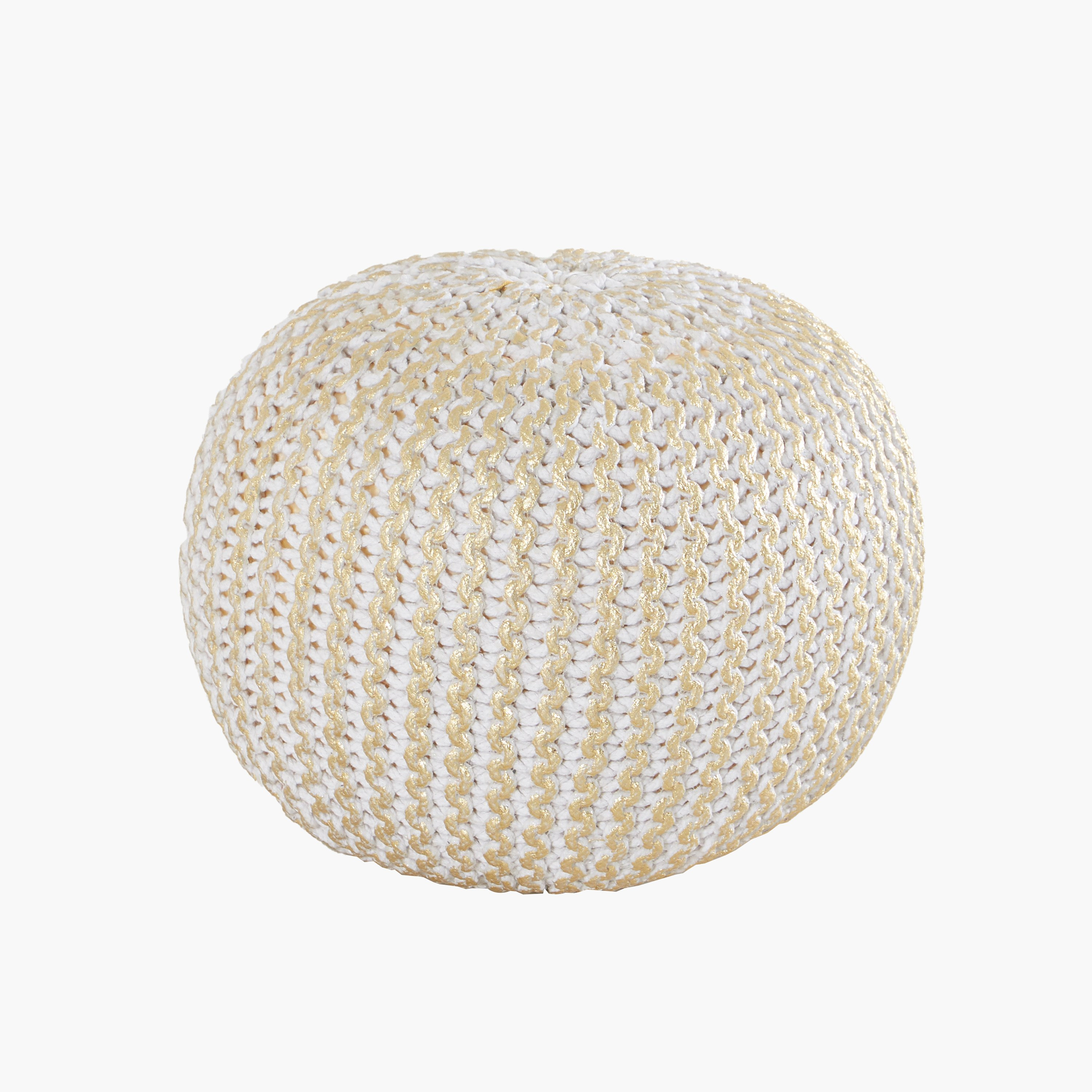 Grace Handknitted Foil Print Pouf-hbxlivingroom-sofasandarmchairs-ottomansandfootstools-image-1