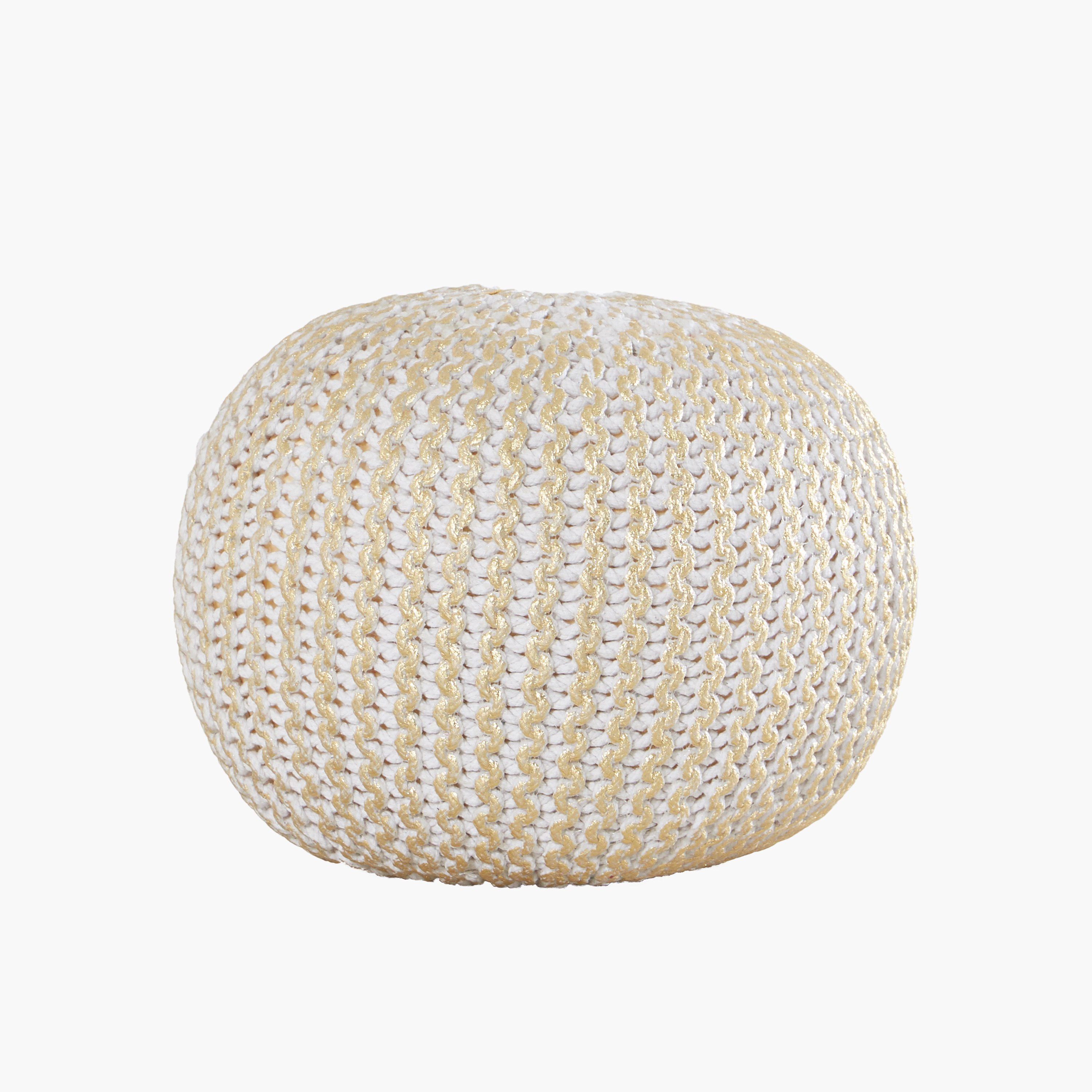 Grace Handknitted Foil Print Pouf-hbxlivingroom-sofasandarmchairs-ottomansandfootstools-image-2