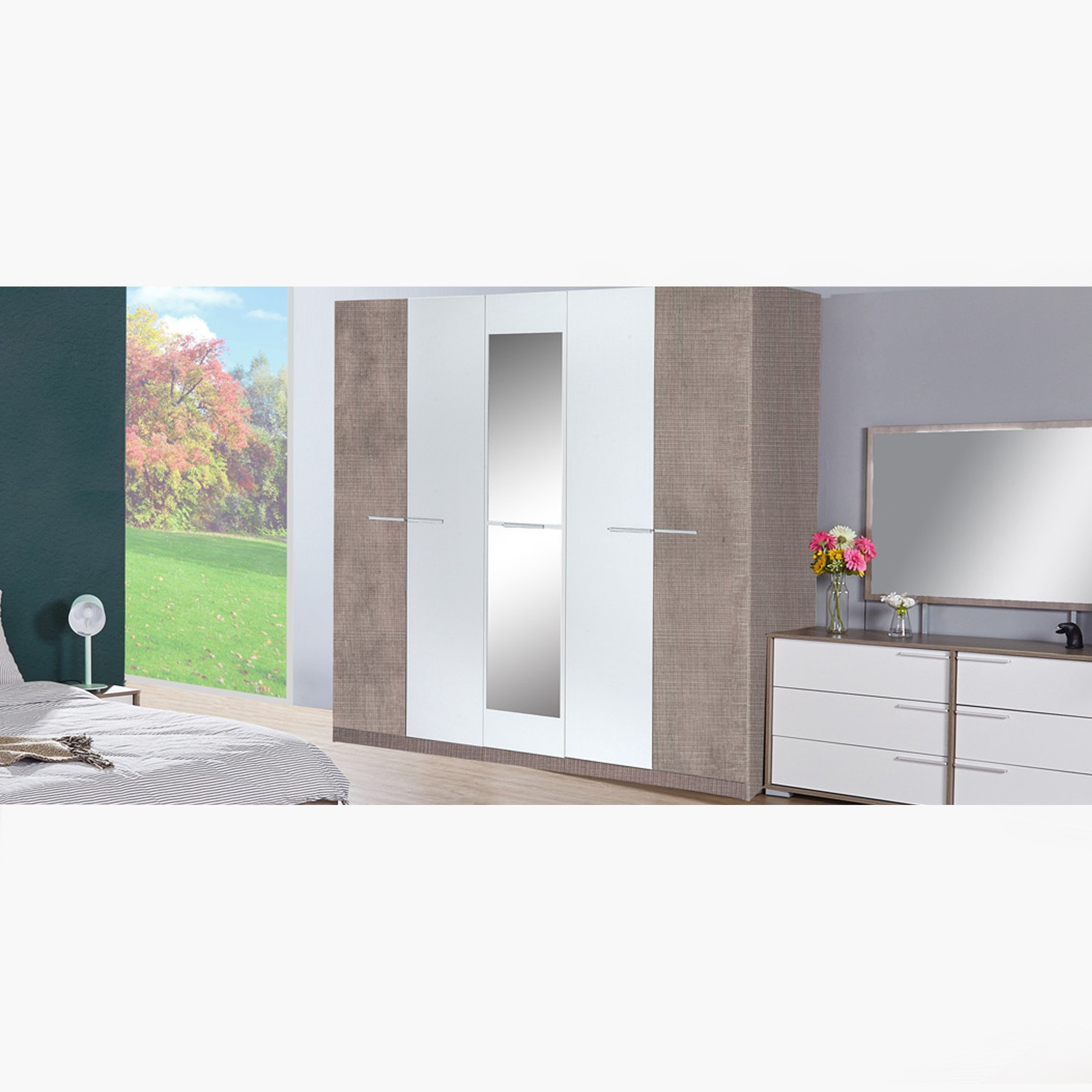 خزانة ملابس بـ 5 أبواب ومرآة من كاثي-hbxfurniture-wardrobes-image-1