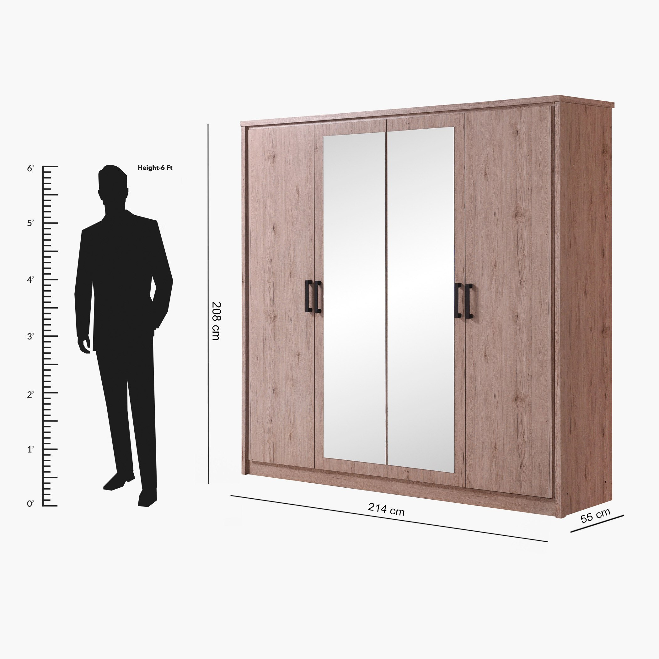 خزانة ملابس بـ4 أبواب مع مرآتين من موناكو-hbxfurniture-wardrobes-image-5