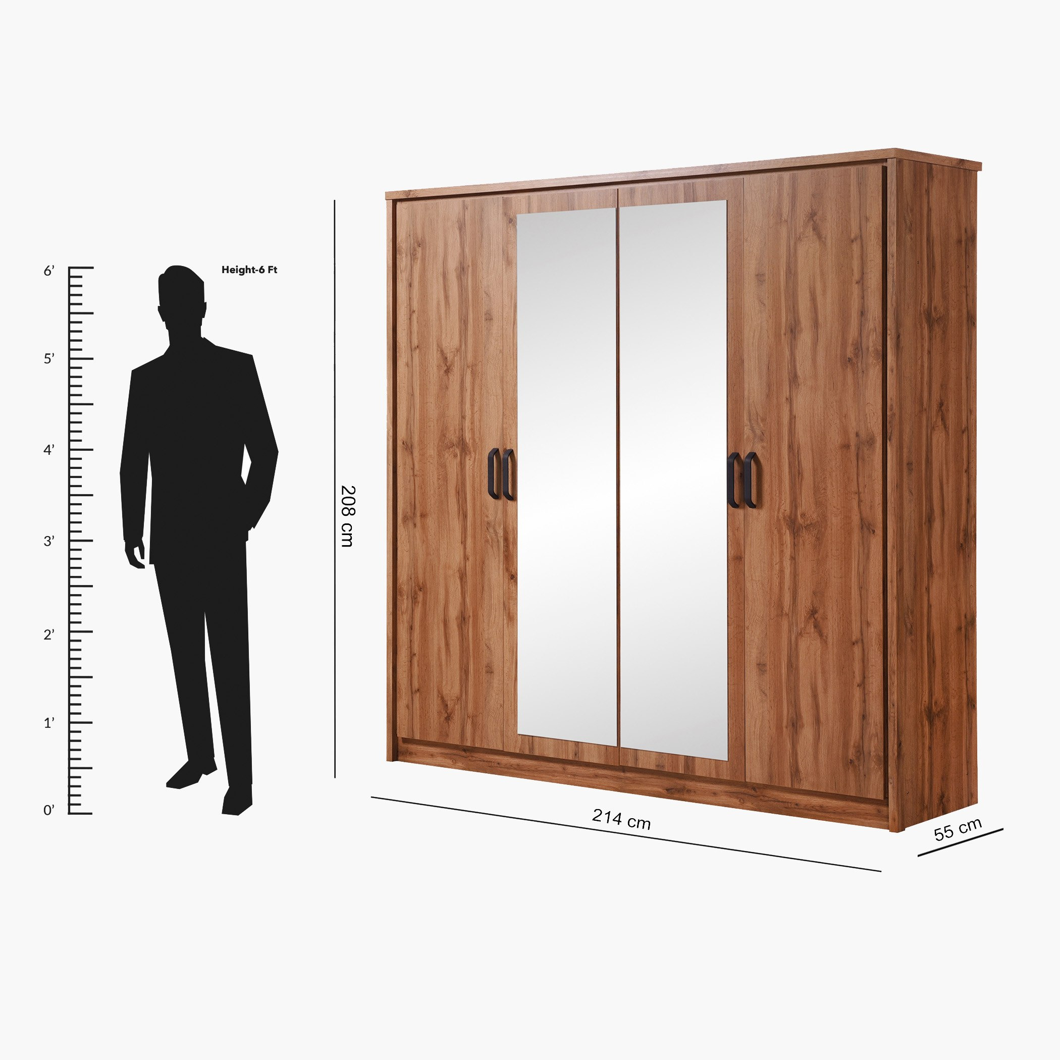 Peyton 4-Door Wardrobe with 2-Mirrors-hbxfurniture-wardrobes-image-4