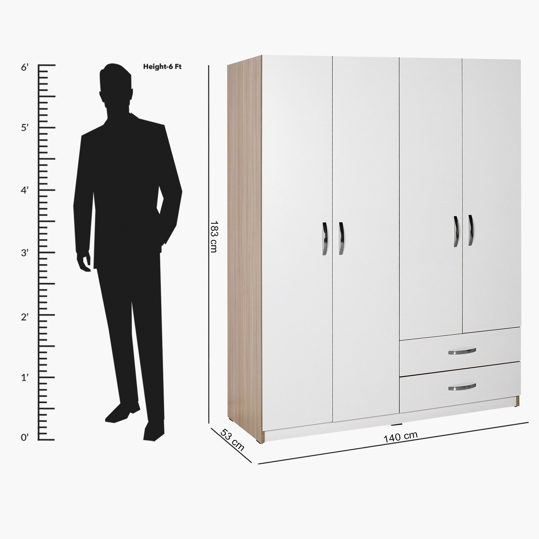 خزانة ملابس 4 أبواب مع درجين - بودروم من موڤو-hbxfurniture-wardrobes-image-9