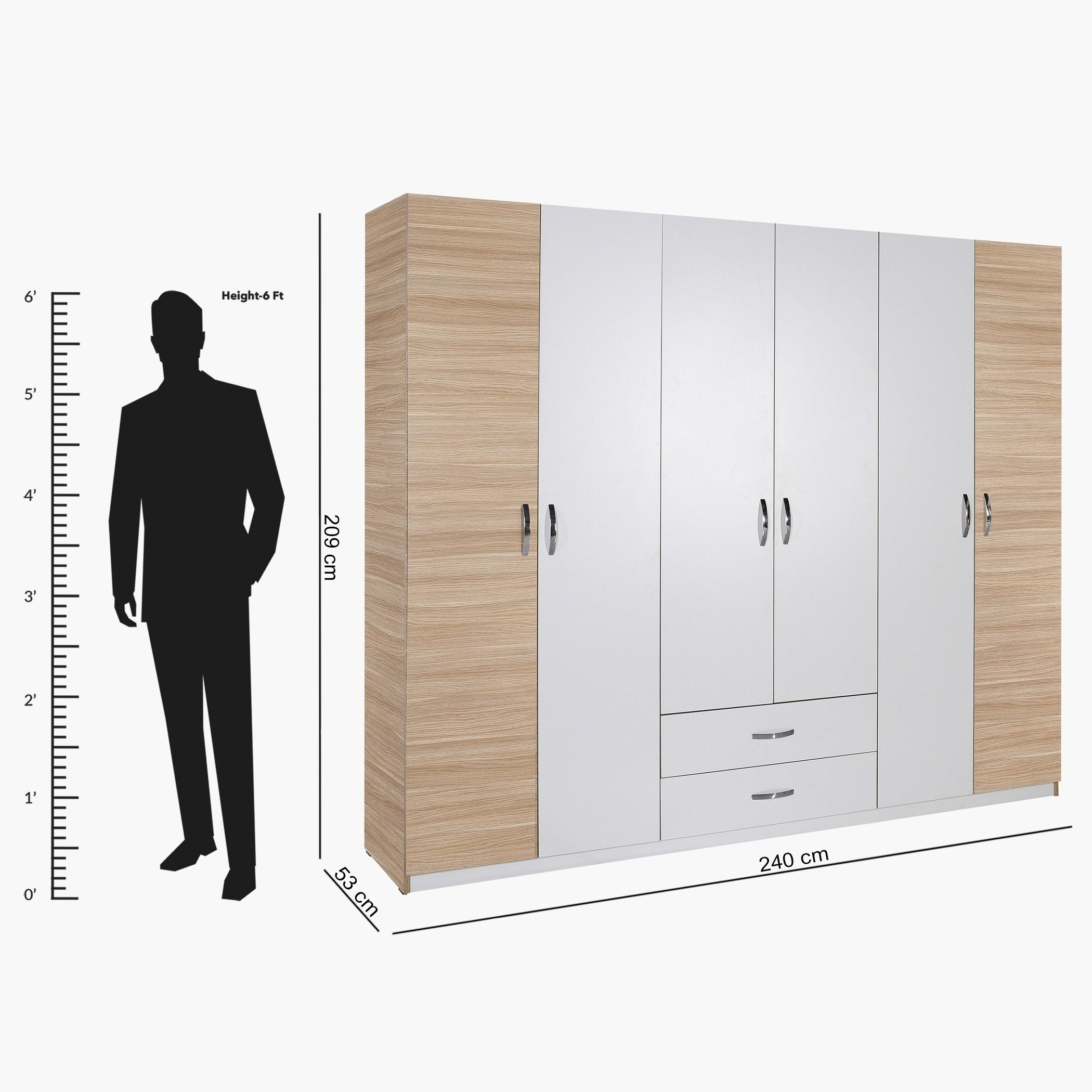 خزانة ملابس 6 أبواب مع درجين - بودروم من موڤو-hbxfurniture-wardrobes-image-6