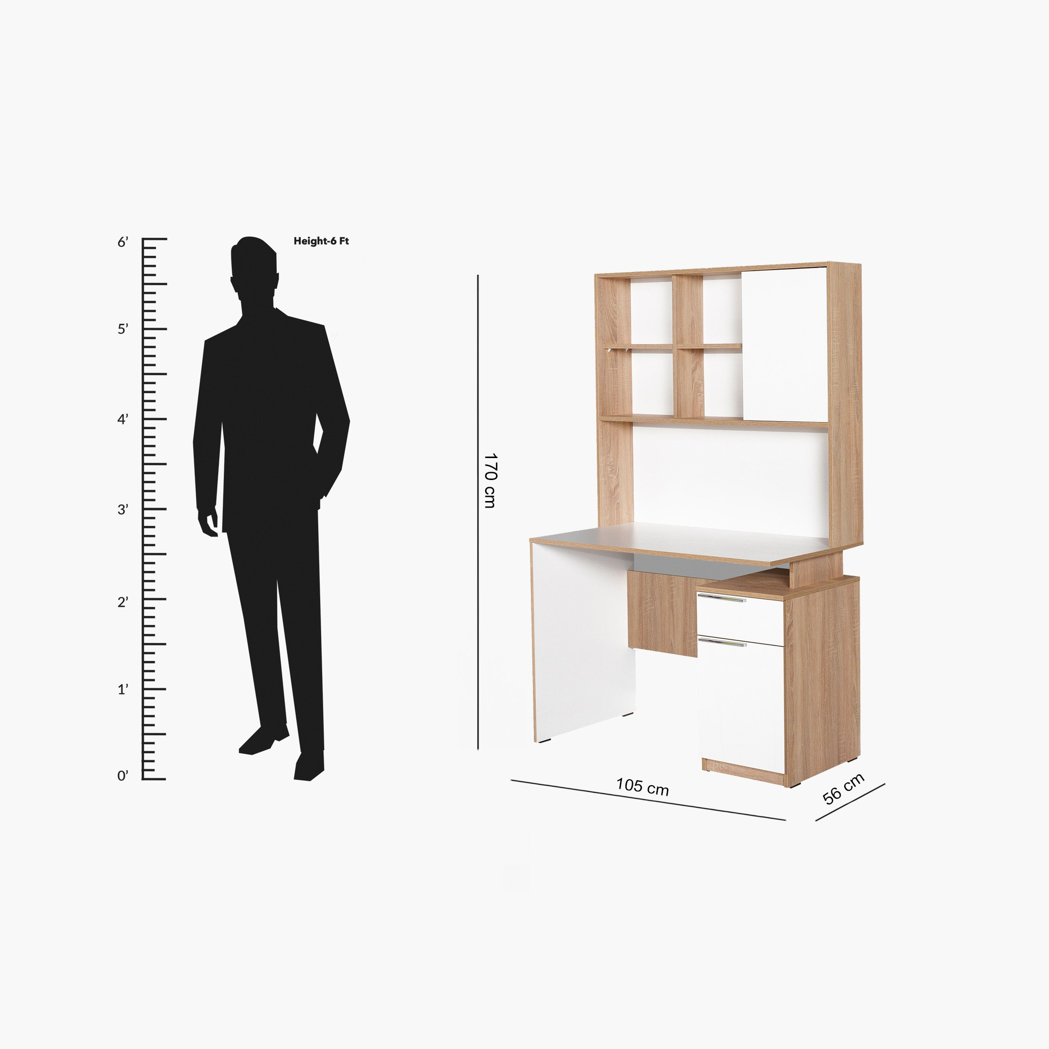 مكتب دراسة مع خزانة برف ودرج من بلس-hbxfurniture-office-desks-image-7