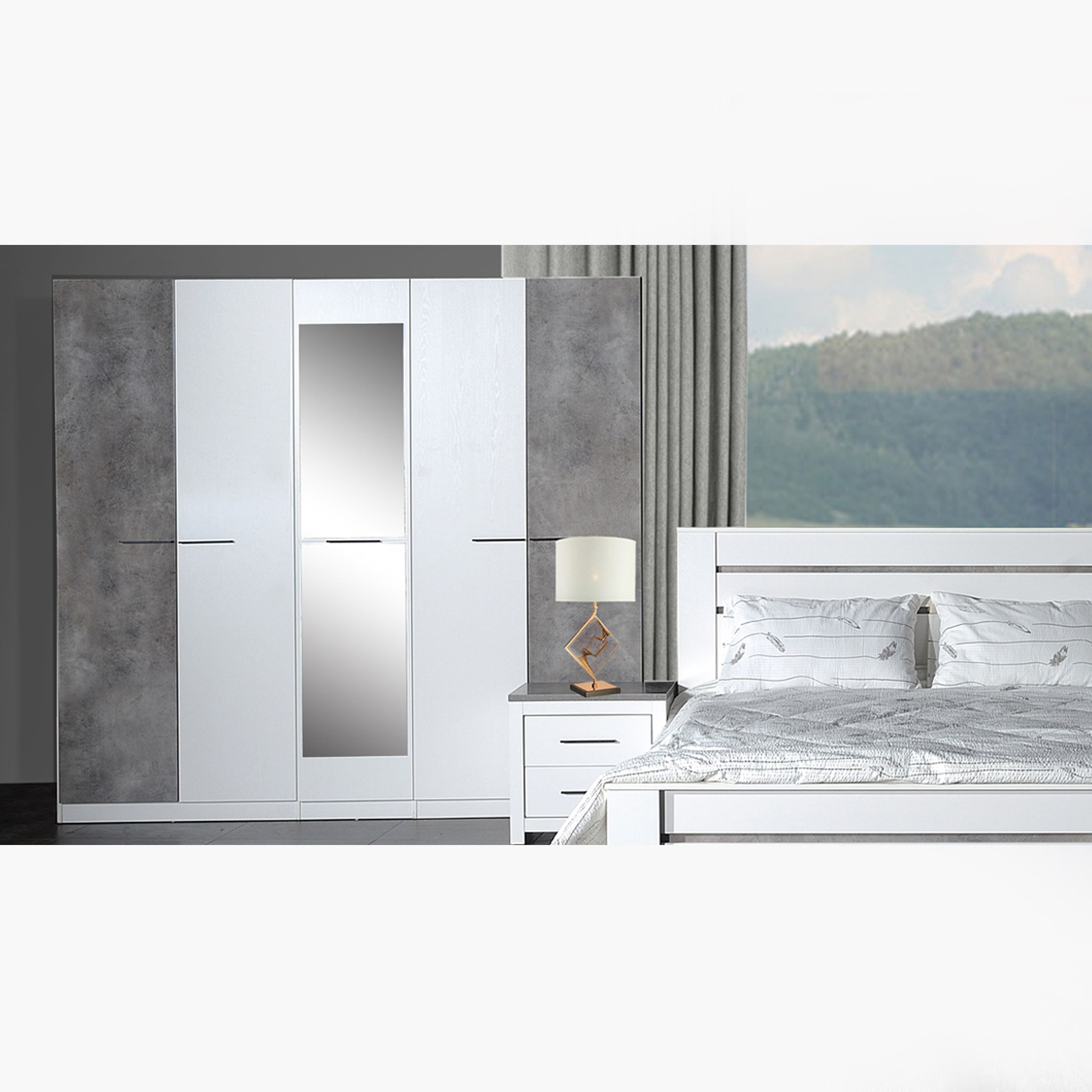 خزانة ملابس 5 أبواب مع مرآة - سيدني من موڤو-hbxfurniture-wardrobes-image-1